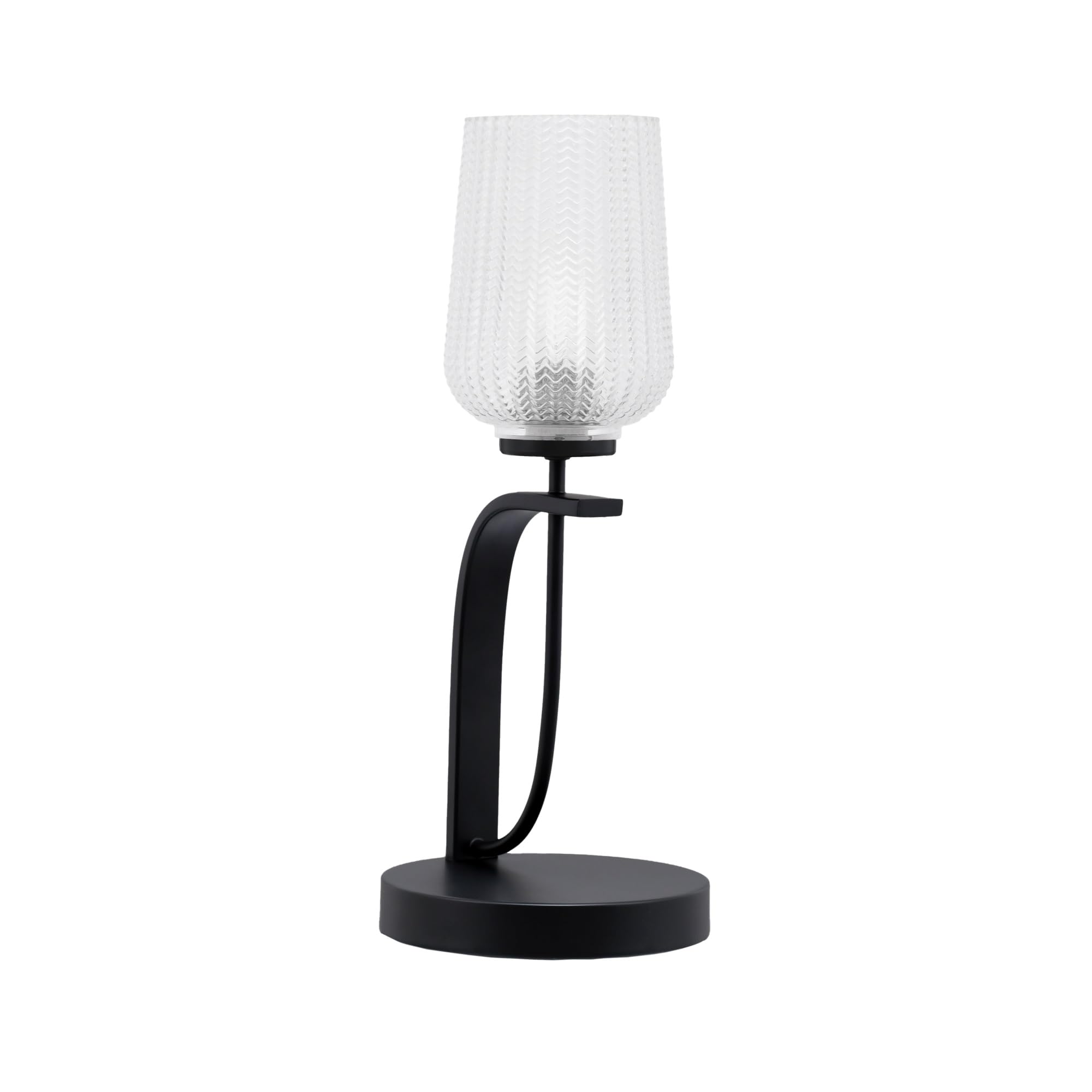 Cavella 1 Light Accent Lamp Shown in Matte Black Finish with 5&quot; Clear Textured Glass