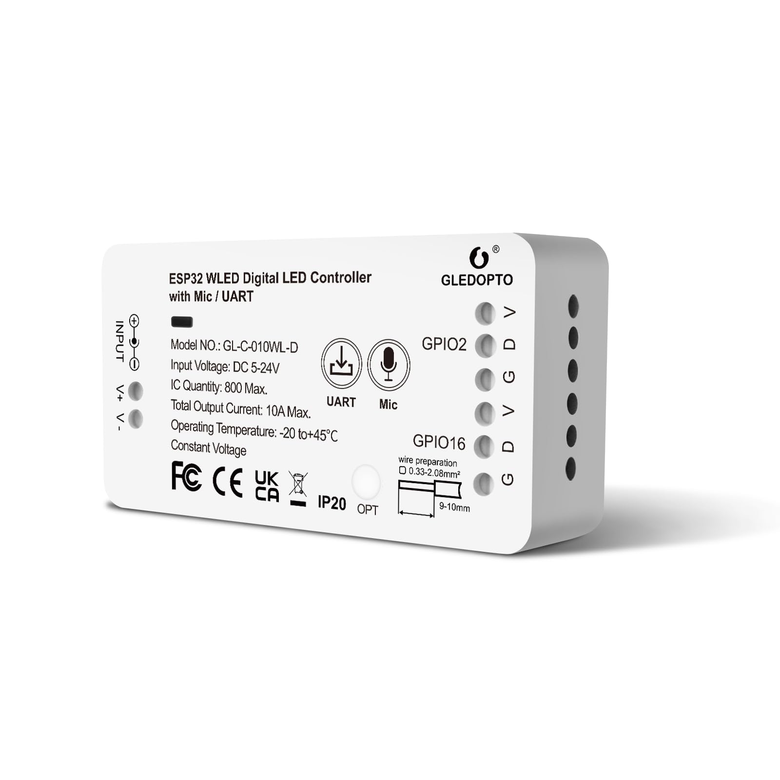 Gledopto Esp32 Wled Led Controller With Mic Microphone Uart Download Diy Music Sound Dynamic Lighting Modes For Ws2811 Ws2812 Sk6812 Ws2813 Ws2815 Addressable Fcob Led Strip Lights