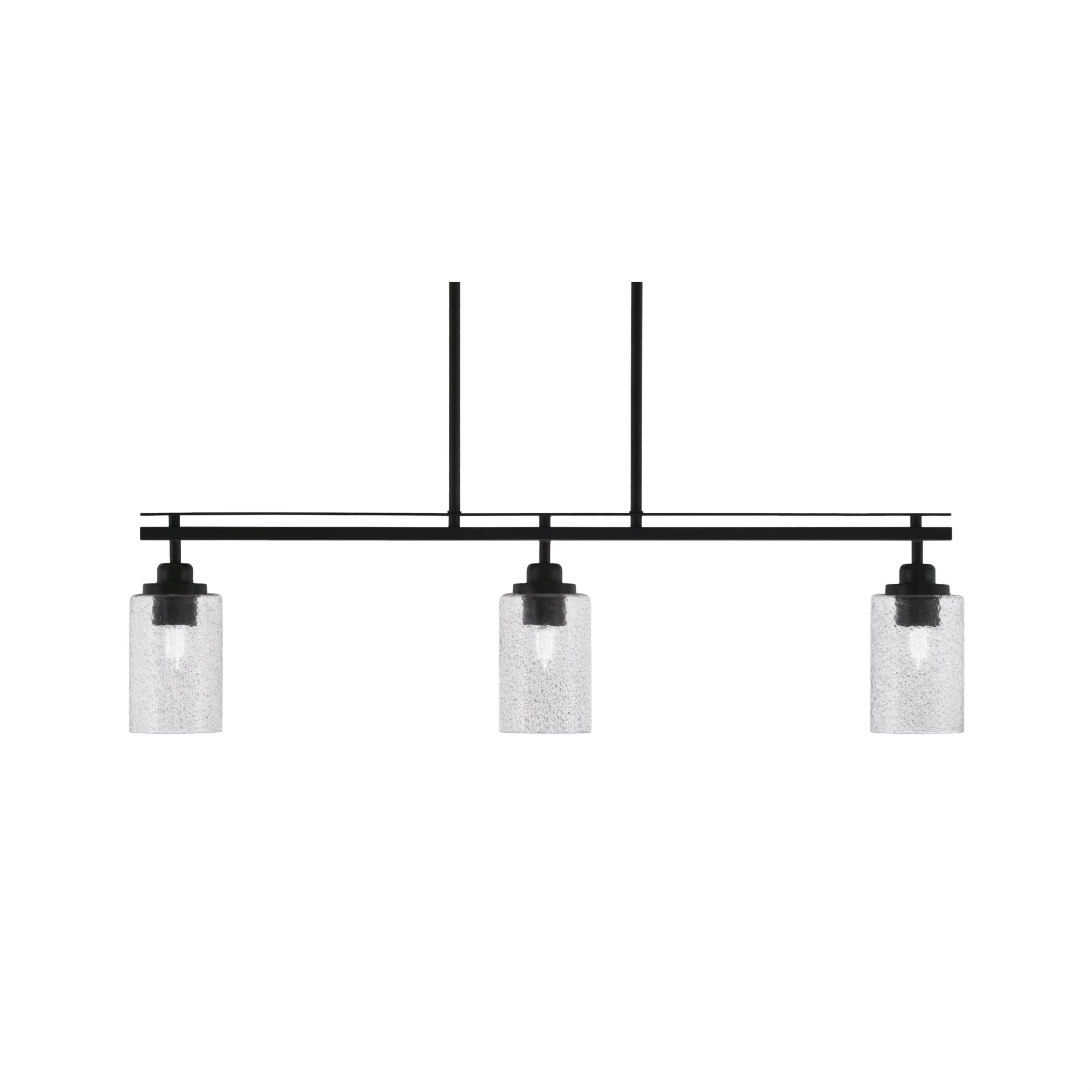 Toltec Lighting Odyssey 3 Light Island Light, Matte Black Finish, 4in Smoke Bubble Glass