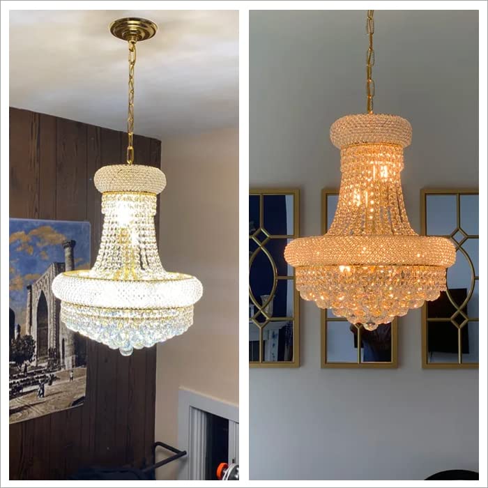 Homeooze 10 - Light Unique Empire Crystal Chandelier For Foyer Entryway Living Room Dining Room Bedroom Hallway Gold Finish