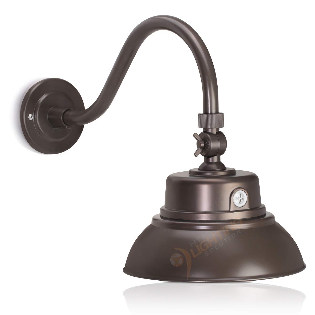 10in. Bronze Gooseneck Barn Light LED Fixture for Indoor/Outdoor Use - Photocell Included - Swivel Head - 25W - 2000lm - Energy 