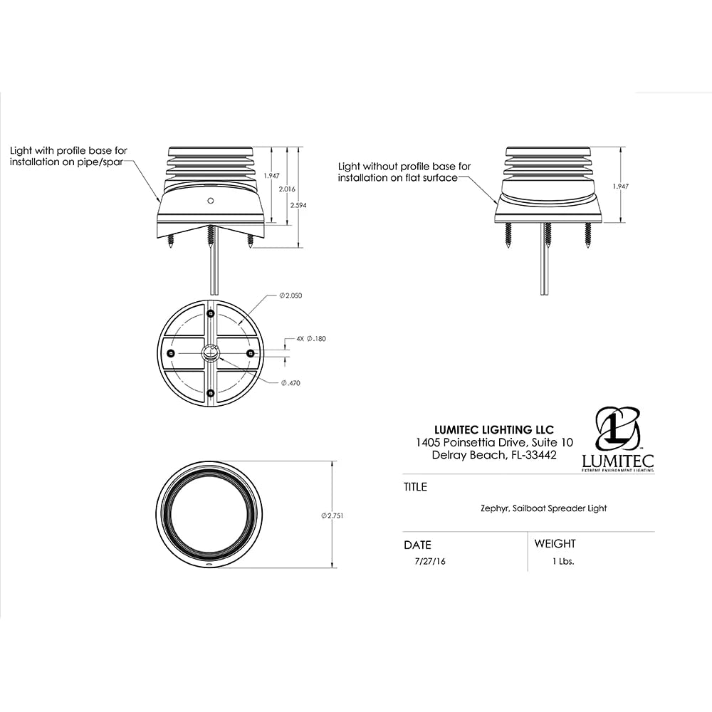Lumitec Lighting 101326 Zephyr Black Housing Light, White