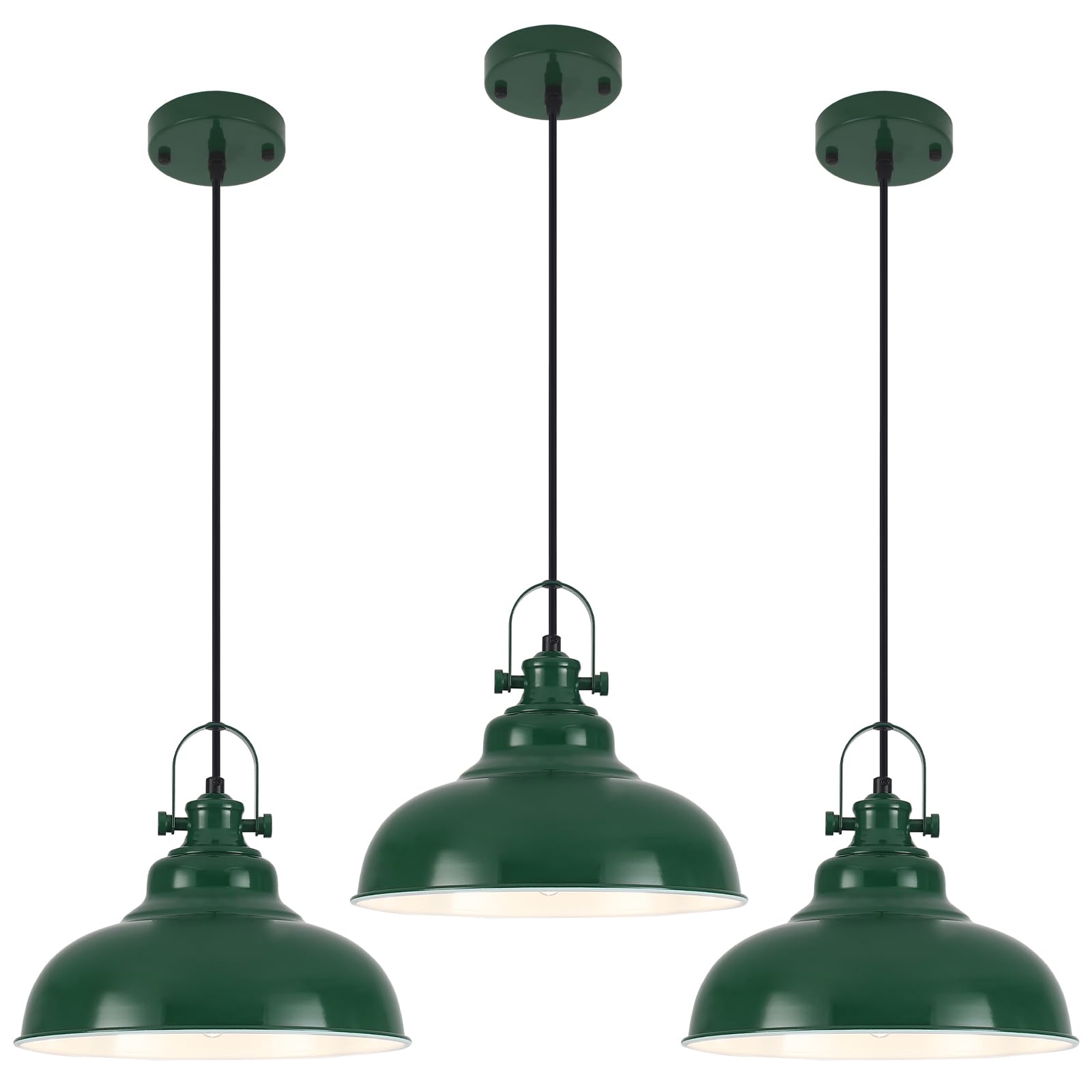 GUIHUALOVE Green Dome Pendant Light  Green Pendant Light Kitchen Island 3 Pack  11.41 Inch Farmhouse Pendant Lights  Hanging Light Fixture for Kitchen Island  Dining Room  Living Room