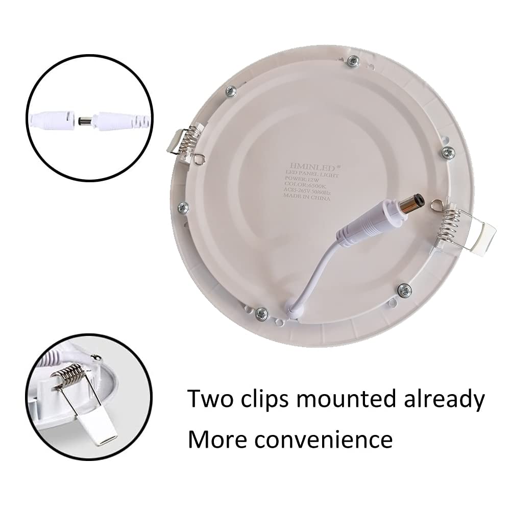 Hminled 6 Inch 12Watt Ultra-Thin Round Led Recessed Panel Light Lamp With Driver  100 Watt Incandescent Equivalent  6000K~6500K Cool White  Home  Office  Commercial Lighting Pack Of 10