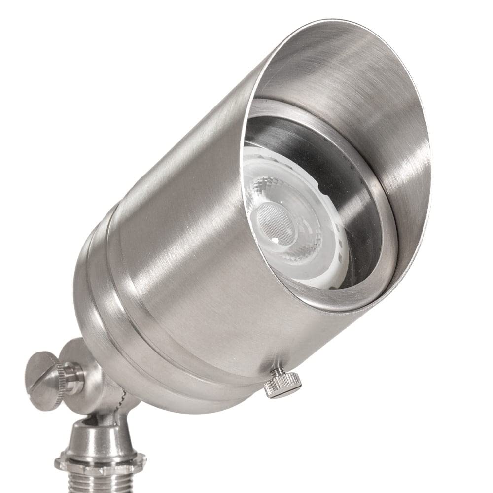 VOLT Stainless Steel Outdoor Spotlight with 5W MR16 LED Bulb, Silver, Includes Ground Stake