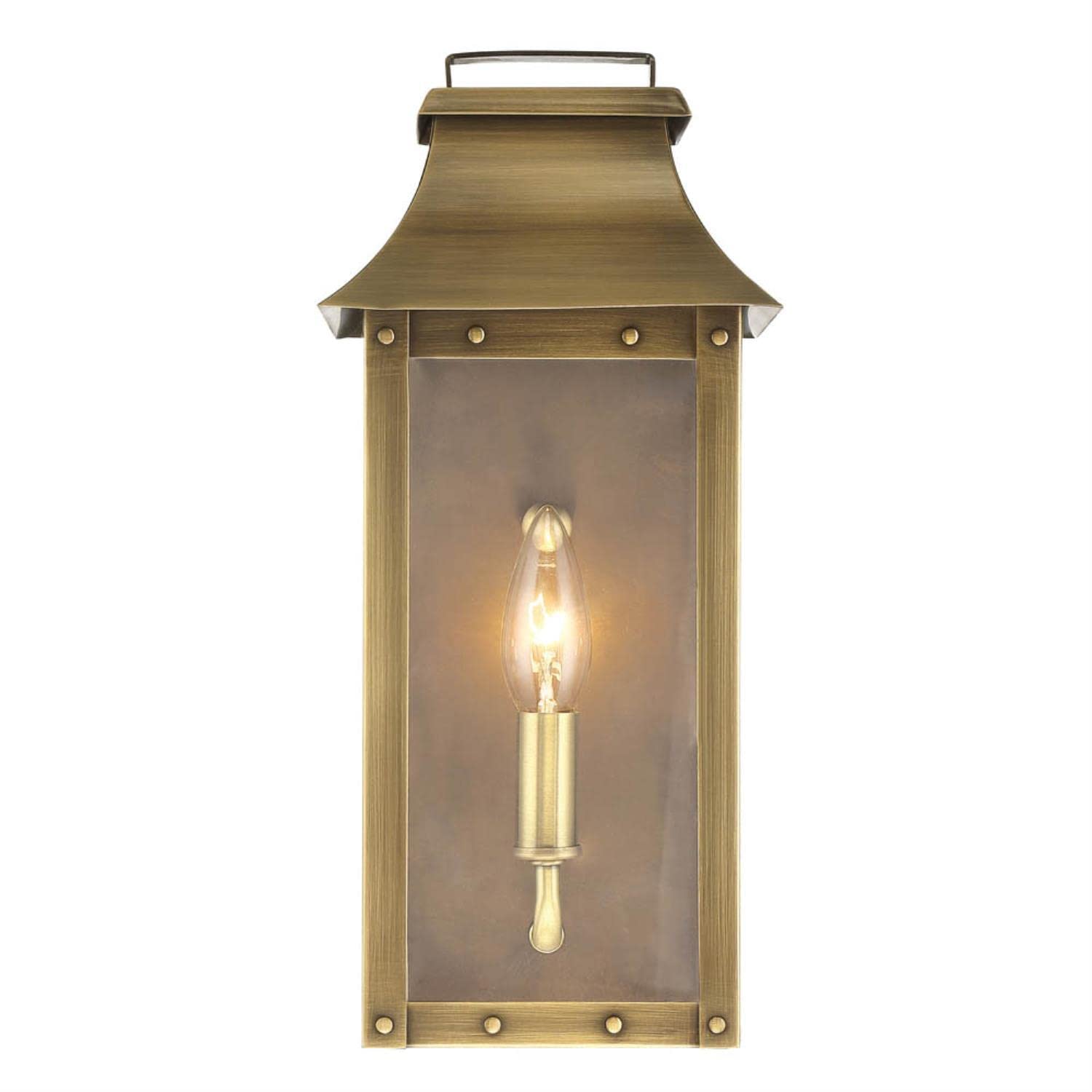 Acclaim Lighting 8413AB | Vintage Solid Brass One Light Dimmable Wall Mounted Outdoor Wet Rated Lantern with Clear Glass | Hand 