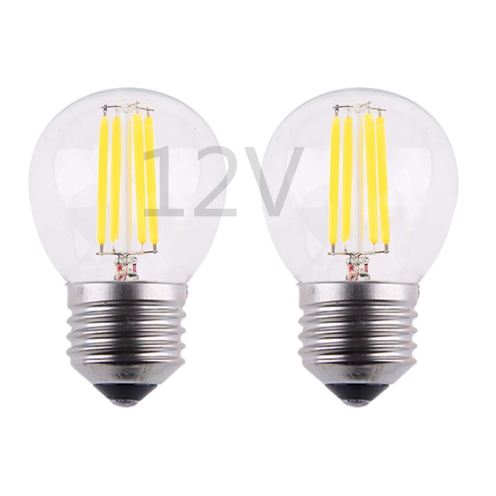 OPALRAY DC/AC 12V 4W LED Mini Globe Bulb, Dimmable with 12V DC Dimmer, E26 Medium Base, 2700K Warm White Light, 40W Incandescent