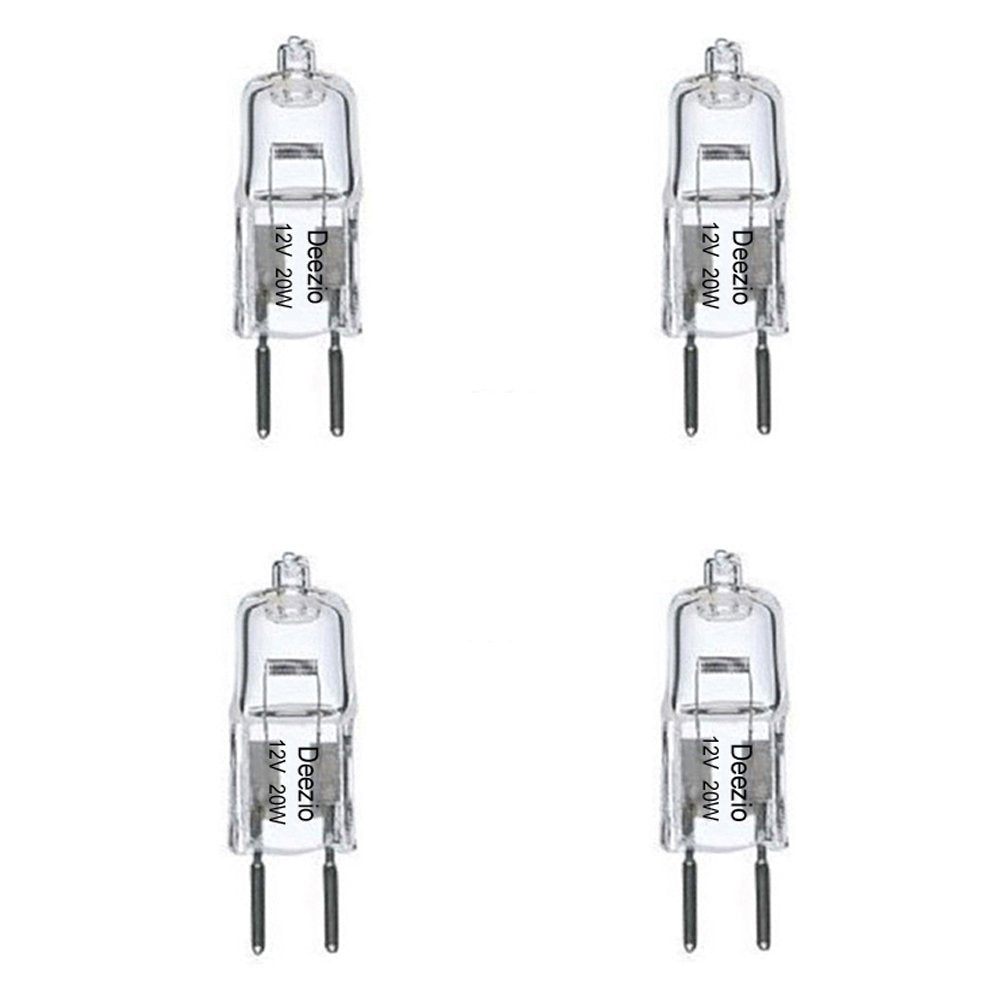 Deezio 12 Volt 20 Watts Gy6.35 Halogen Light Bulb With Glass 2-Pin, 300Lumens, 3000K Bulb Color Temp, 4-Pack (20.00)