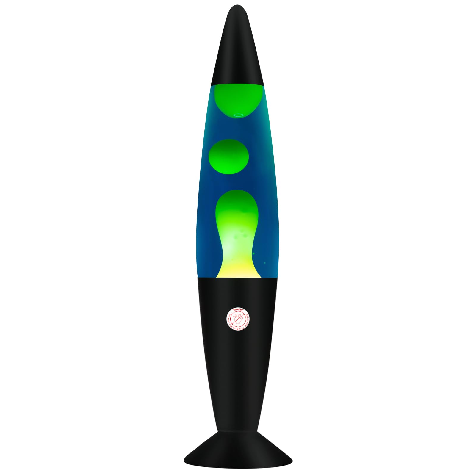 Vanful Magma Lamp - 16in Glitter Volcano Lamp with Yellow Wax in Blue Liquid, Aluminum Material, Great for Home Decor and Gifts