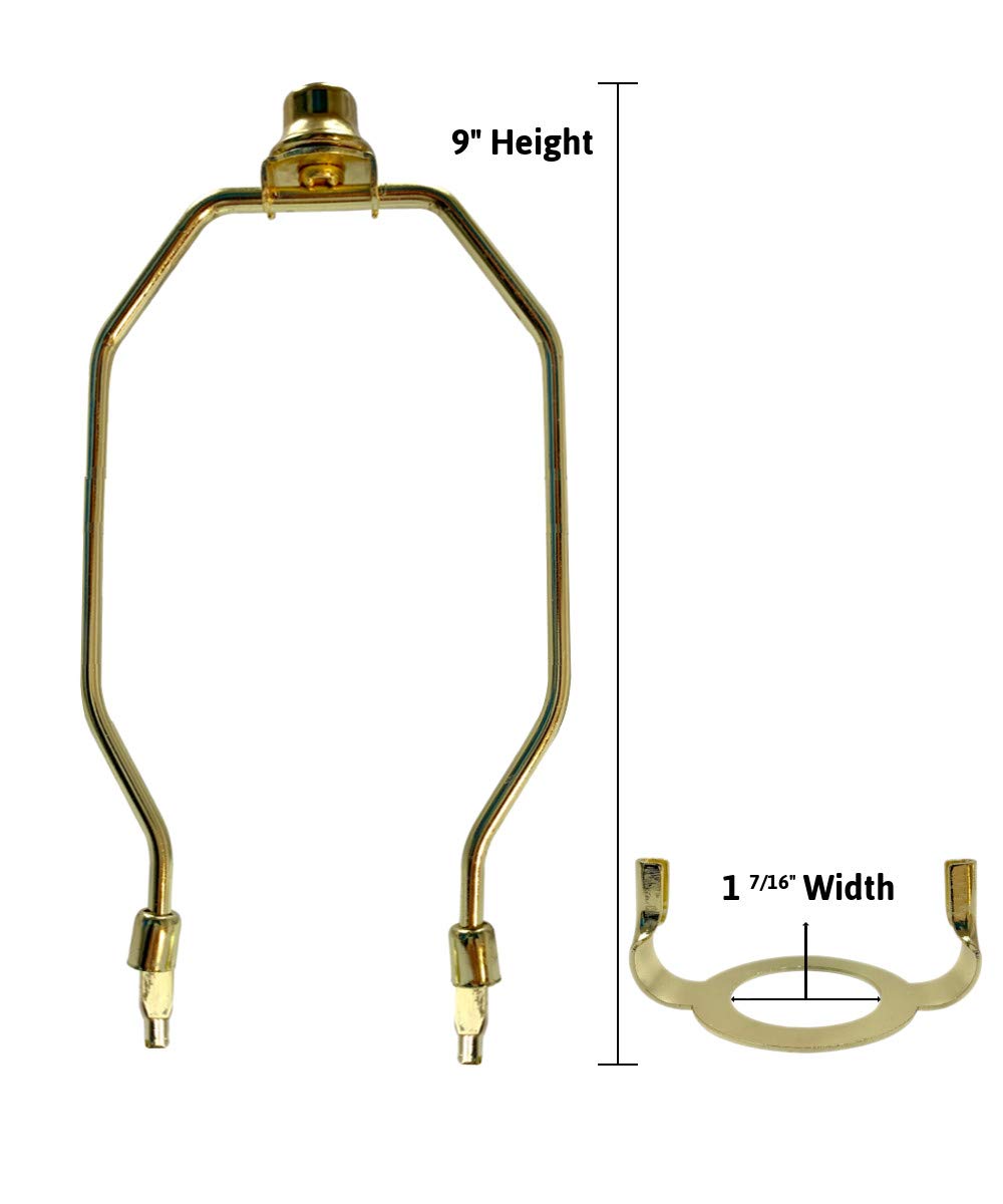 HomeConcept Slip UNO Adapter for 12in Lampshade, 9in Harp, Brass, Steel, Fits 1 7/16in Opening