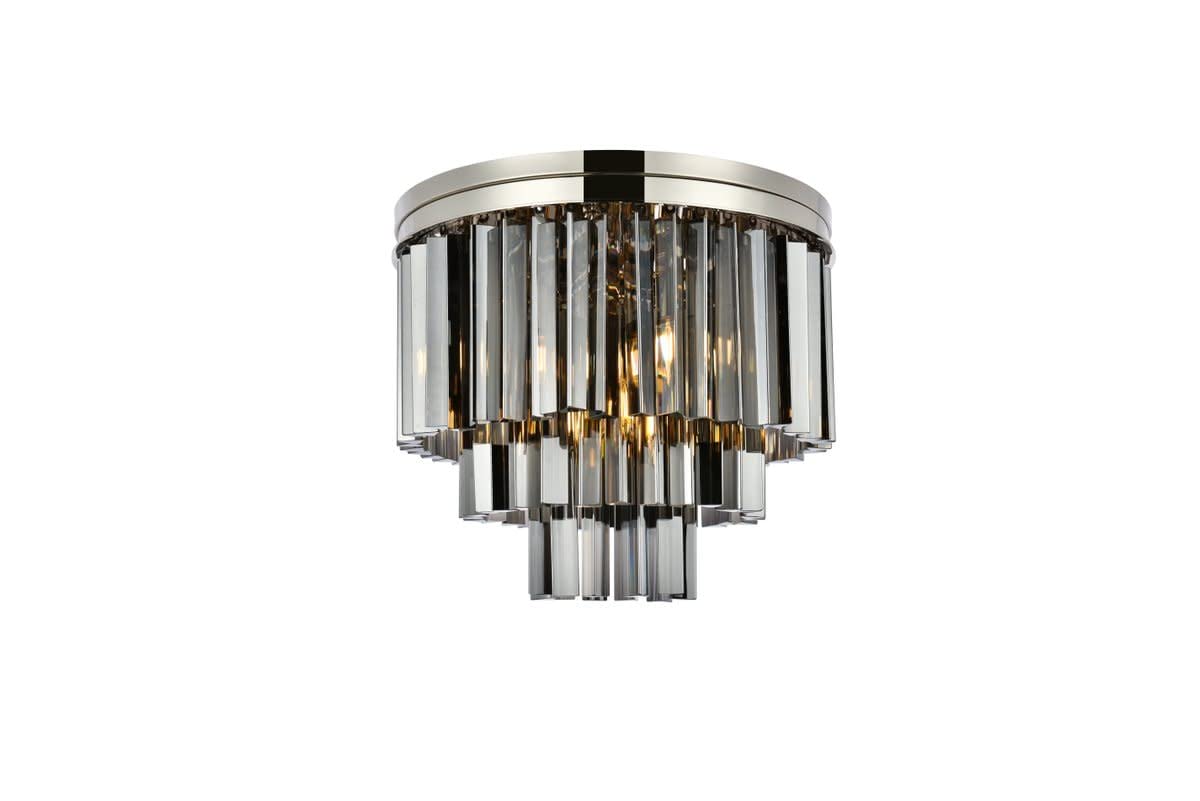 Elegant Lighting Sydney Collection 9-Light Flush Mount, Polished Nickel, Royal Cut Silver Shade Crystals, 20in - Model 1201F20PN-SS/RC