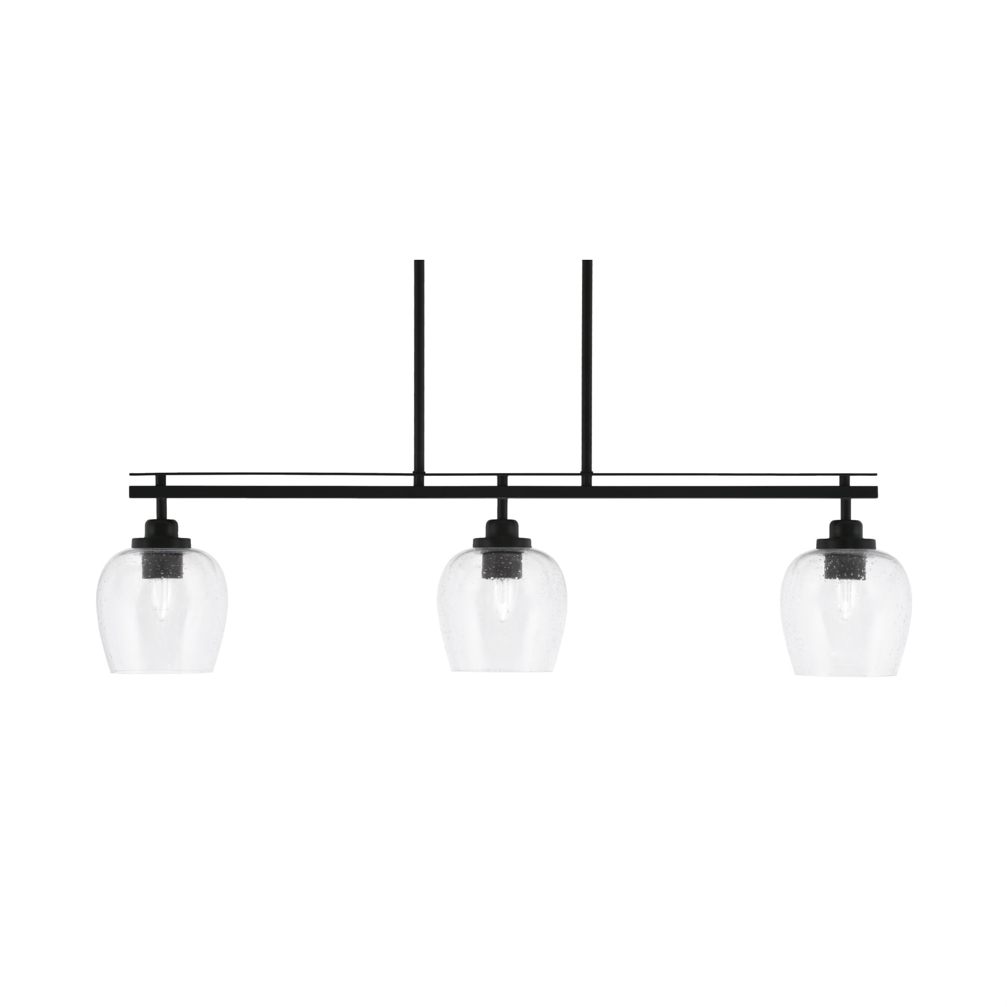 Toltec Lighting Odyssey 3 Light Island Light, Matte Black Finish, 6in Clear Bubble Glass