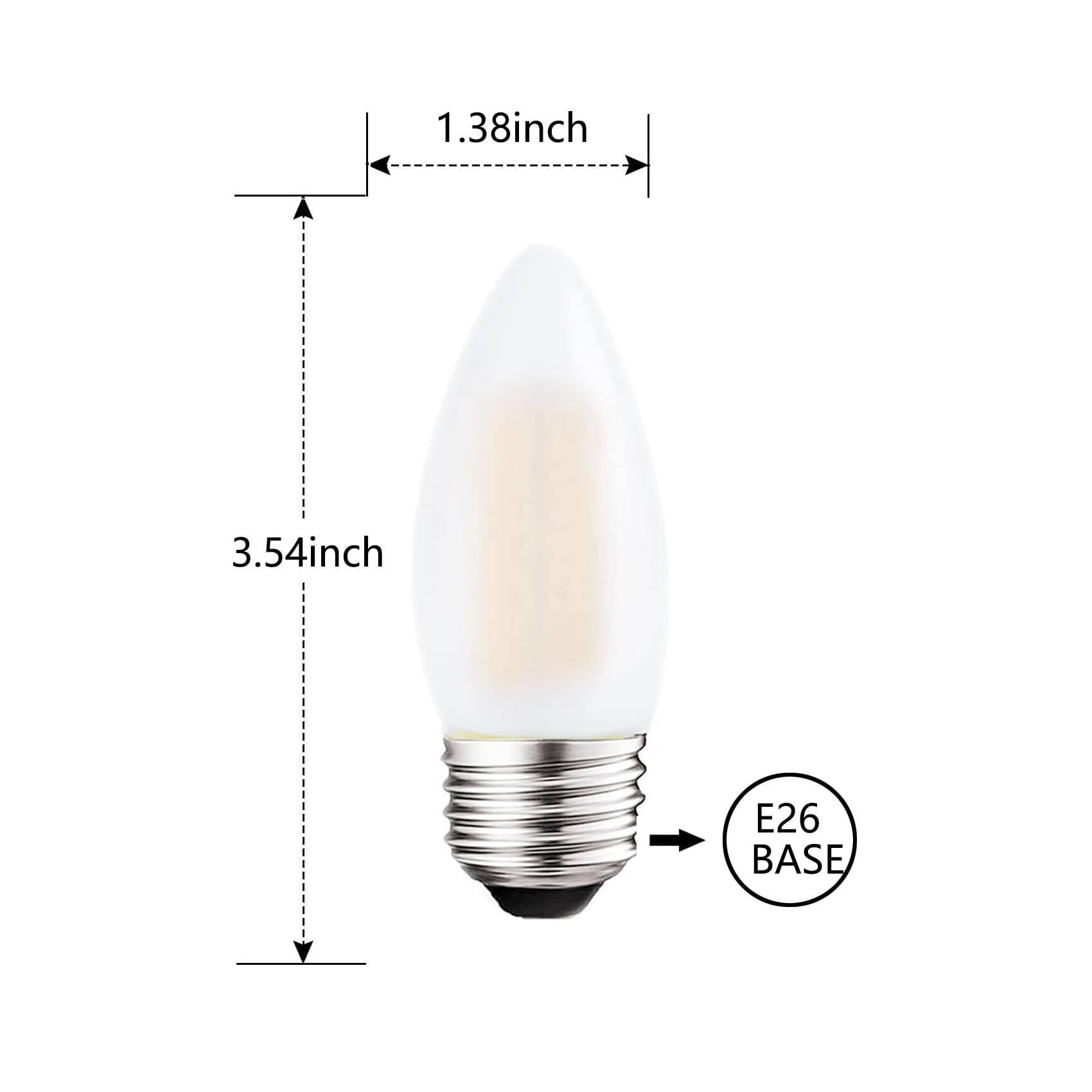Sunaiony E26 Led Candelabra Light Bulbs 60W Equivalent, Dimmable 6W 3000K Soft White B11 Chandelier Frosted Glass Decorative Can