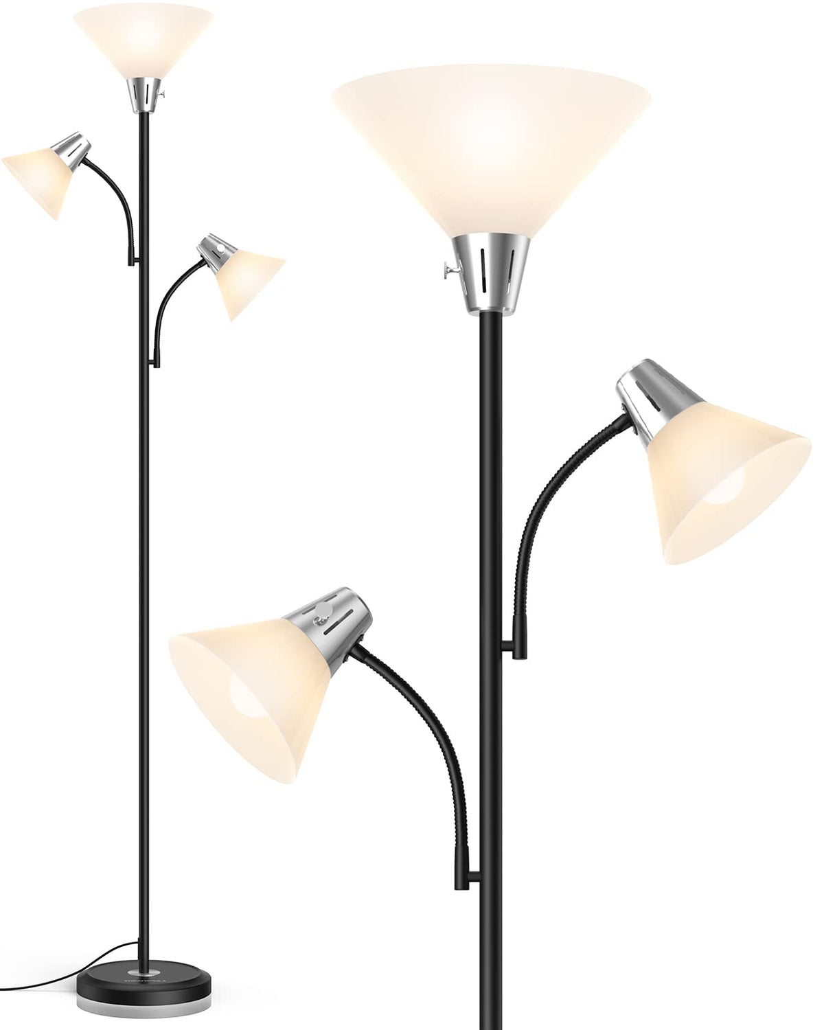 Lepower Floor Lamp, Standing Lamp With Replaceable 3000K Energy-Saving Led Bulbs,9W Lamp For Living Room With 5W Adjustable Read