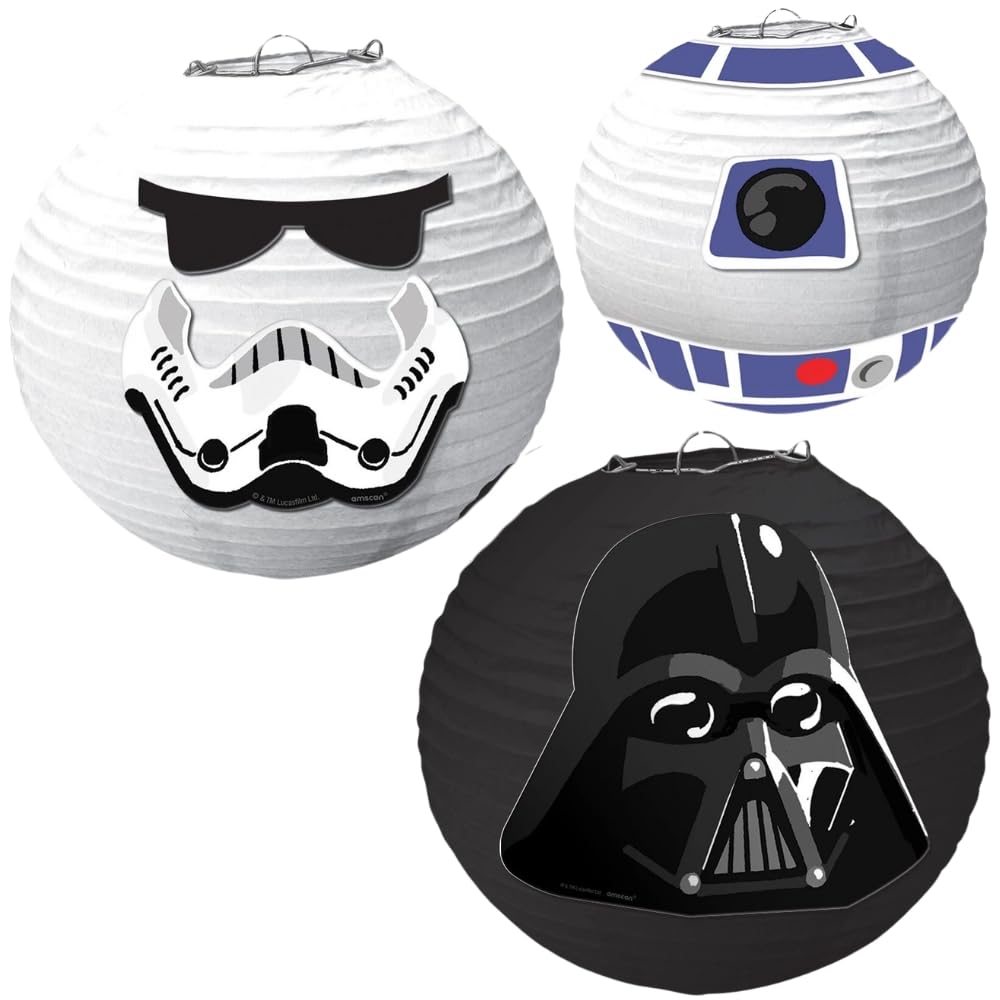 Star Wars Galaxy of Adventures Paper Lanterns with Add-Ons - (5.75 - 9.5) 3 Count - Assorted Design - Perfect for Galactic Fans 