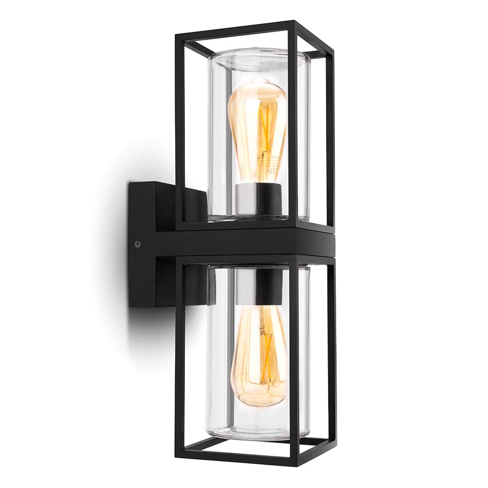 LUTEC UP and Down Outdoor Wall Sconce, Modern Black Porch Light, Aluminum, Waterproof, Model 5288804012