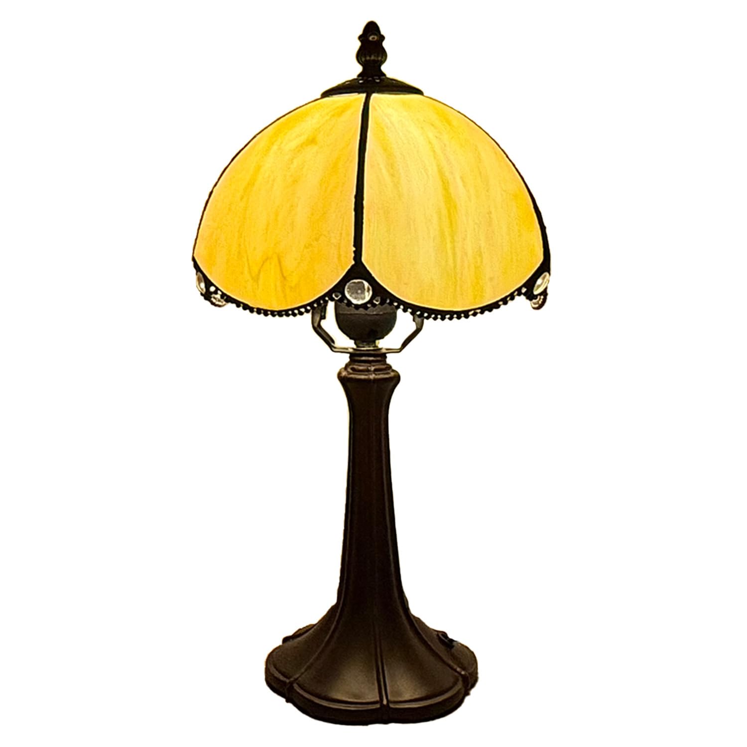 Ceeya Tiffany Style Beige Table Lamp Stained Glass Lamp 8 Inch Vintage Desk Lamp for Bedroom Living Room,Home Office,Study Room(