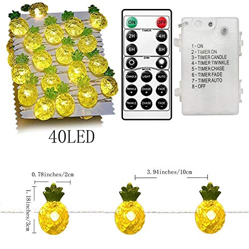 Decorman Pineapple String Lights 14Ft 40 Led 8 Modes Warm White Weatherproof Battery Operated Decorative Lights For For Bedrooms Parties Weddings Gardens With Remote And Timer