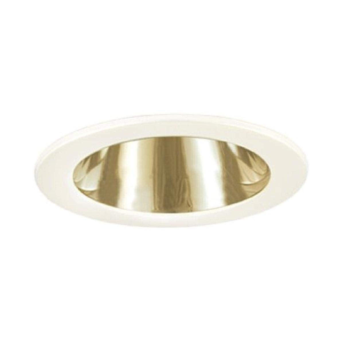 Jesco Lighting TM202PBWH 2-Inch Aperture Line Voltage Trim Recessed Light, Open Reflector, Polished Brass Finish with White Trim