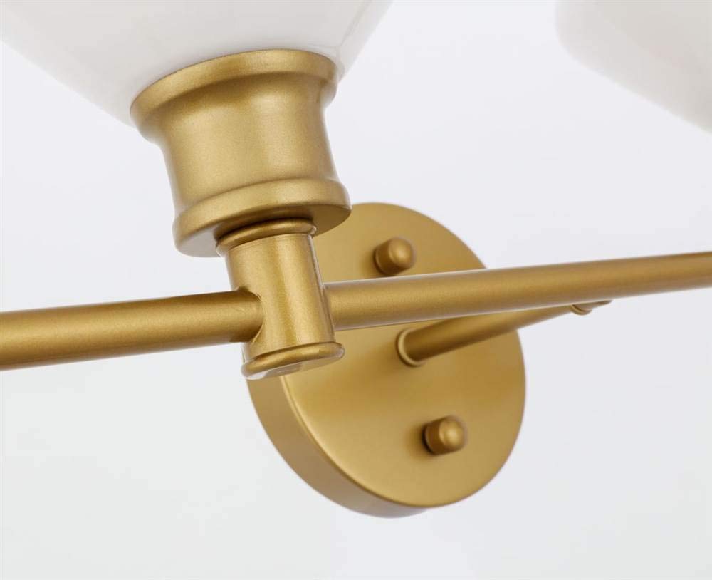 Living District Gene 2-Light Metal Wall Sconce in Brass and Frosted White