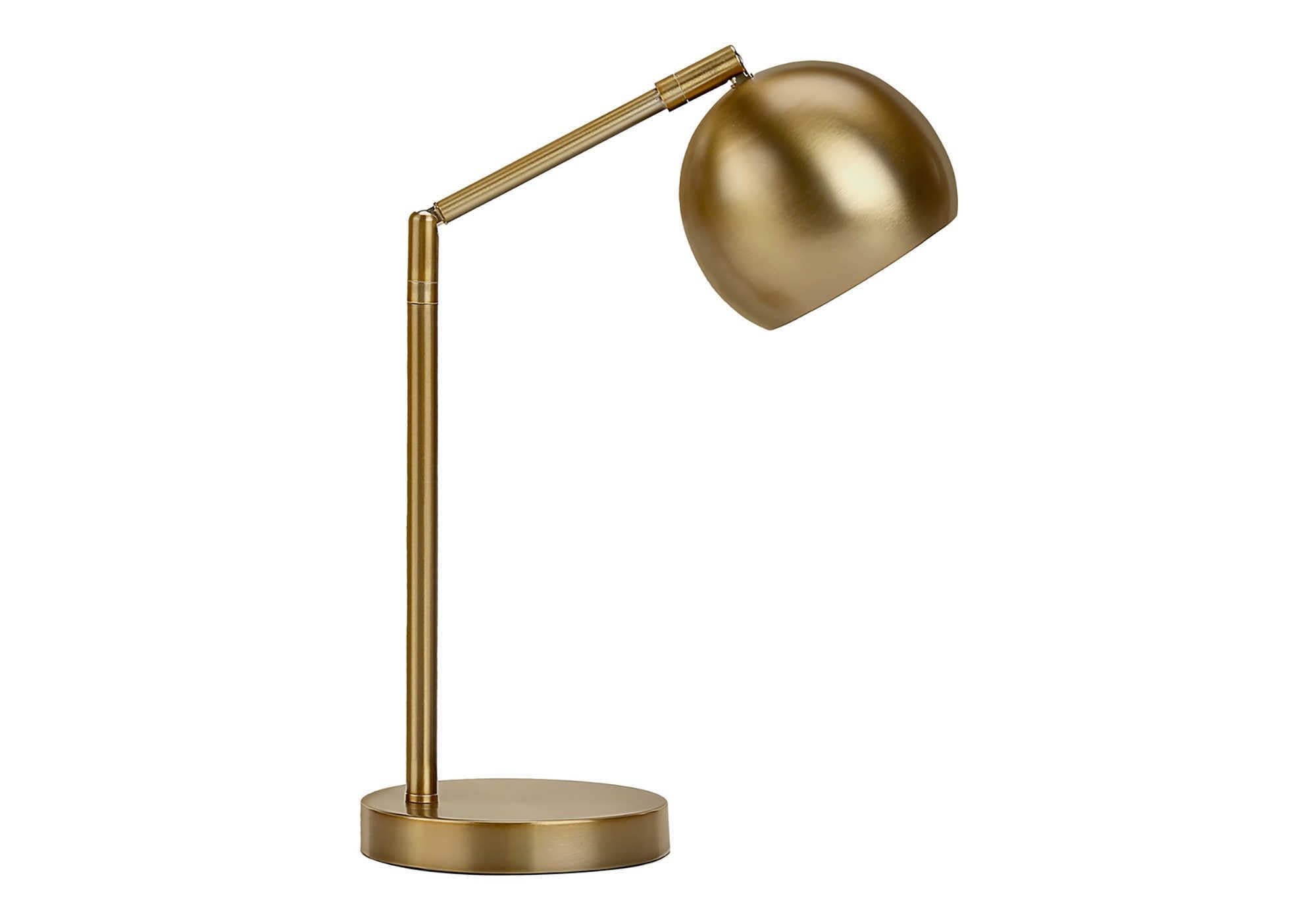 Monarch Specialties 9644 Table Lamp, Gold Metal, 19in H, 10.75in L x 6in W, Contemporary Lighting