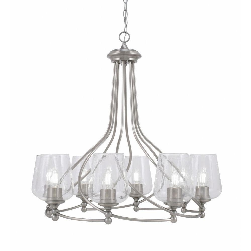 Toltec Lighting 908-BN-210 Capri - 8 Light Uplight Chandelier-30.5 Inches Tall and 31.5 Inches Wide, Finish Color: Brushed Nickel, Glass Color: Clear Bubble