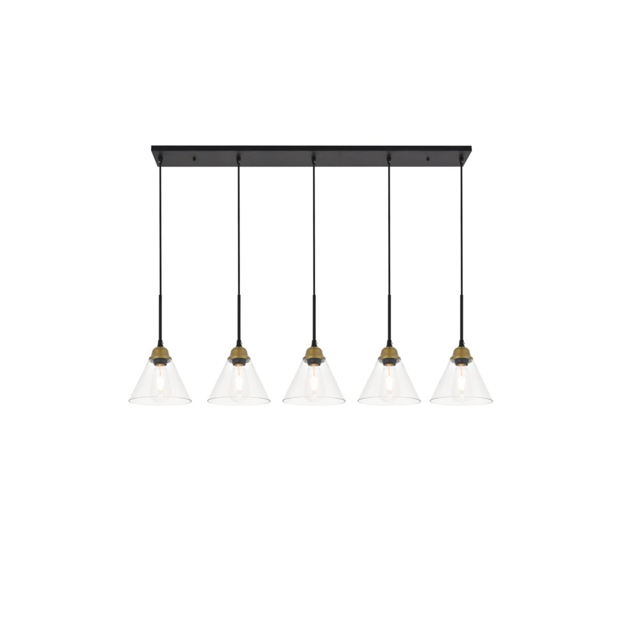 Living District Histoire 5 Light Brass and Black Pendant