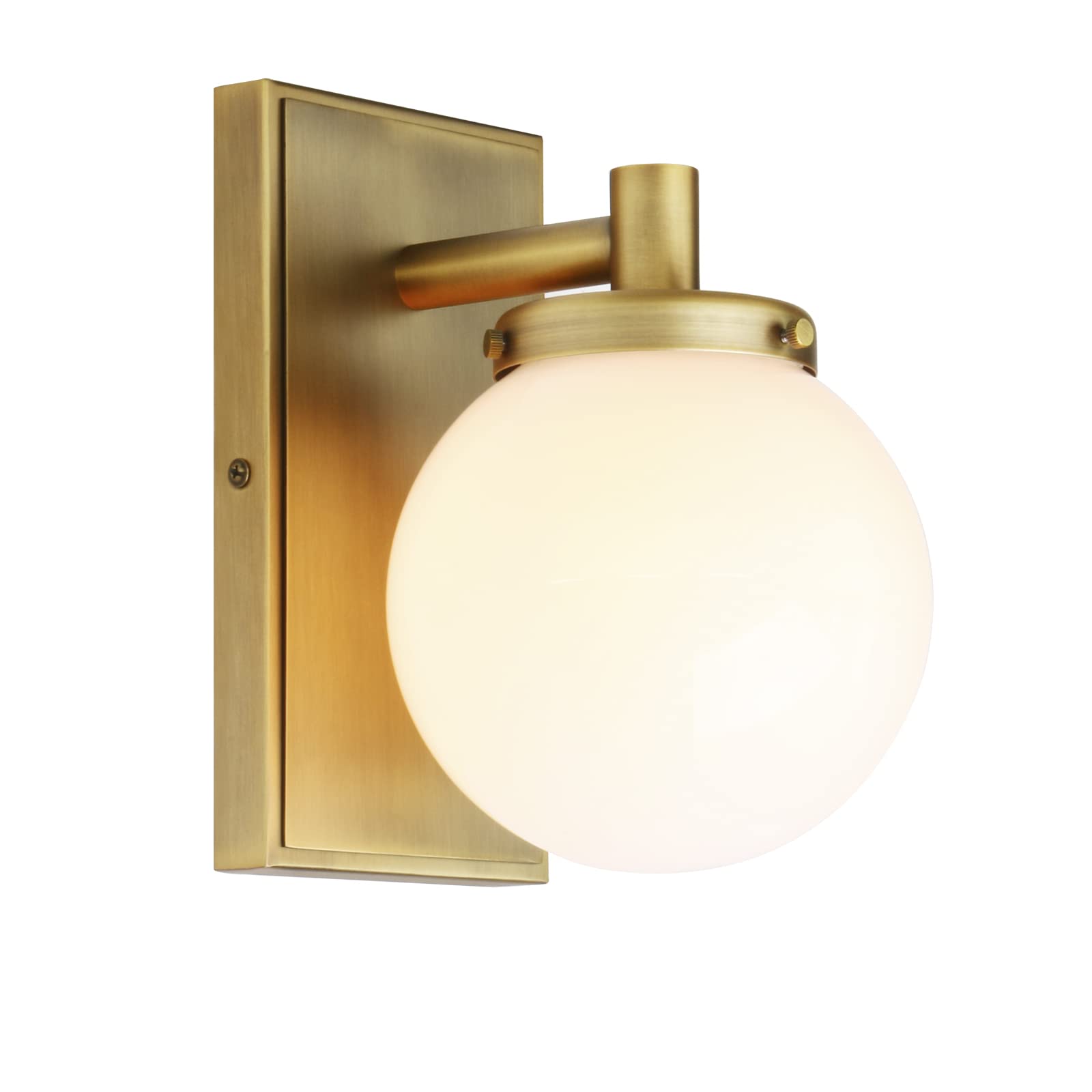 Pathson Vintage Hardwired Wall Sconce with White Globe Glass, Industrial Bathroom Vanity Light, Indoor Wall Lamp Fixtures for Ha