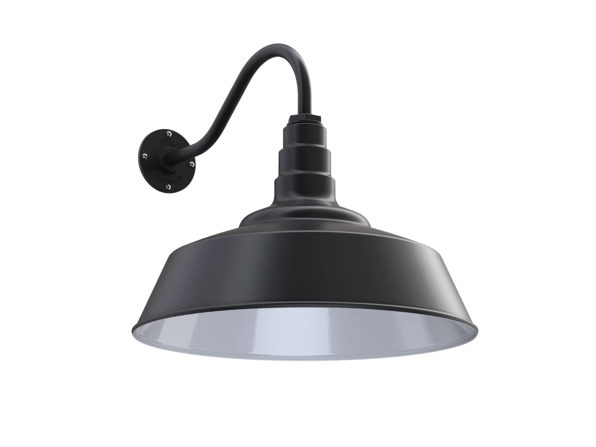 Steel Lighting Co. | Dusk to Dawn | Redondo Barn Light | Outdoor Wall Mounted | 20 inch Dome | 16 inch Gooseneck | Large Farmhou