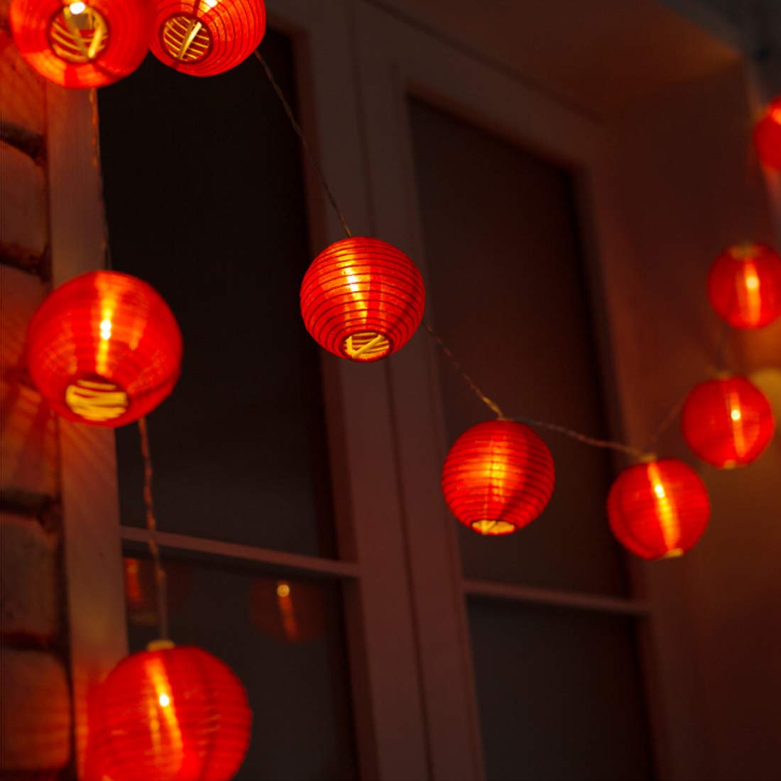 Amants01 Red Lantern String Lights 13.12 ft 20 LEDs Battery Operated Hanging Lanterns String Lights for Chinese New Year,Spring 