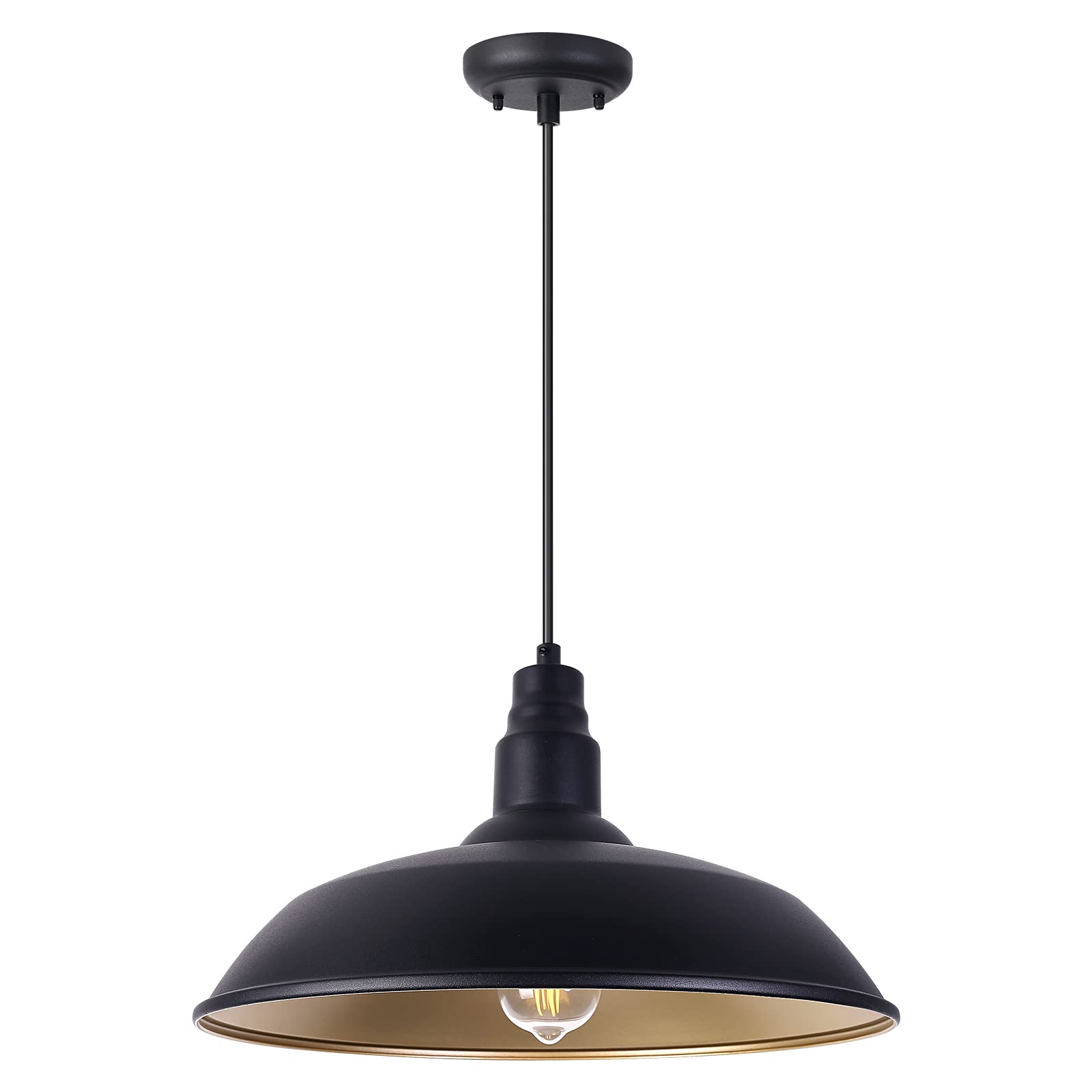 GOALPLUS Farmhouse Pendant Light with 16 Inch Dome for Outdoor and Indoor Use, Barn Style Hanging Light for Kitchen Dining Room,