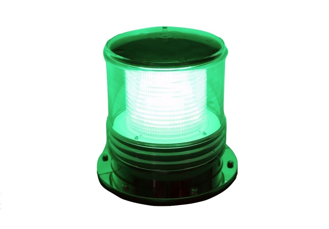 Solar Dock Warning Light - Waterproof Solar Dock Lighting - Green Led Constant On Or Flashing 360 Degree Lighting