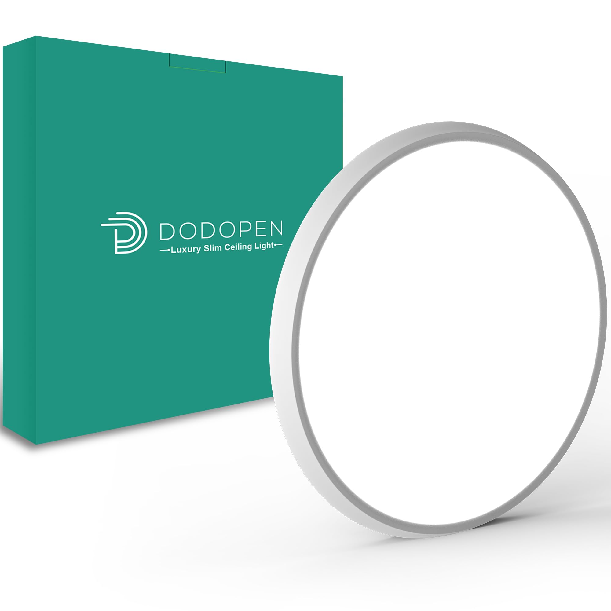 DODOPEN 12 inch LED Flush Mount Ceiling Light 2400lm 5000K Round Flat Fixture for Bedroom Closet Laundry Bathroom White