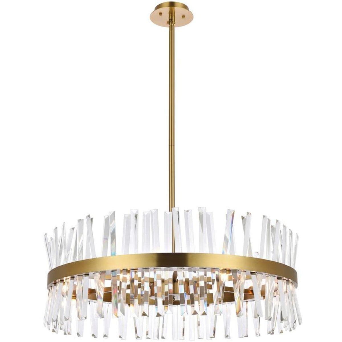 Elegant Lighting Serephina 32 inch Crystal Round Chandelier Light in Satin Gold