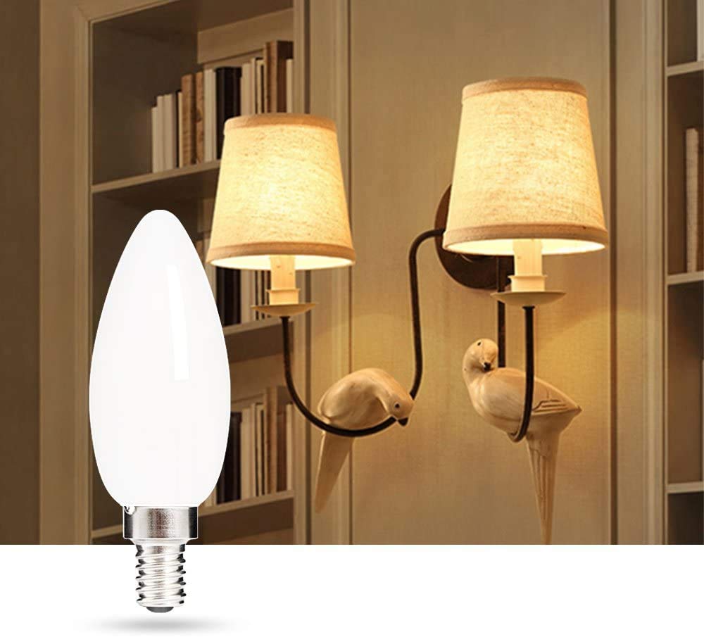 Hola Led Candelabra Bulb, 40W Equivalent Led Chandelier Bulb, Dimmable Led Lamp Bulb E12 Base, Cool White 4000K Led Filament Bul