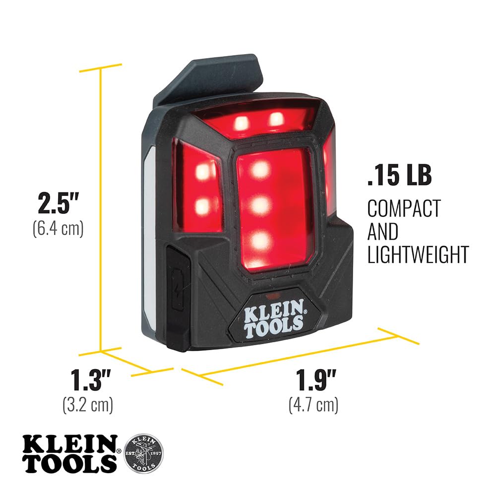 Klein Tools Rechargeable Safety Light 56063 - Red, Magnet Mount, ABS Material for Hard Hats and Safety Helmets