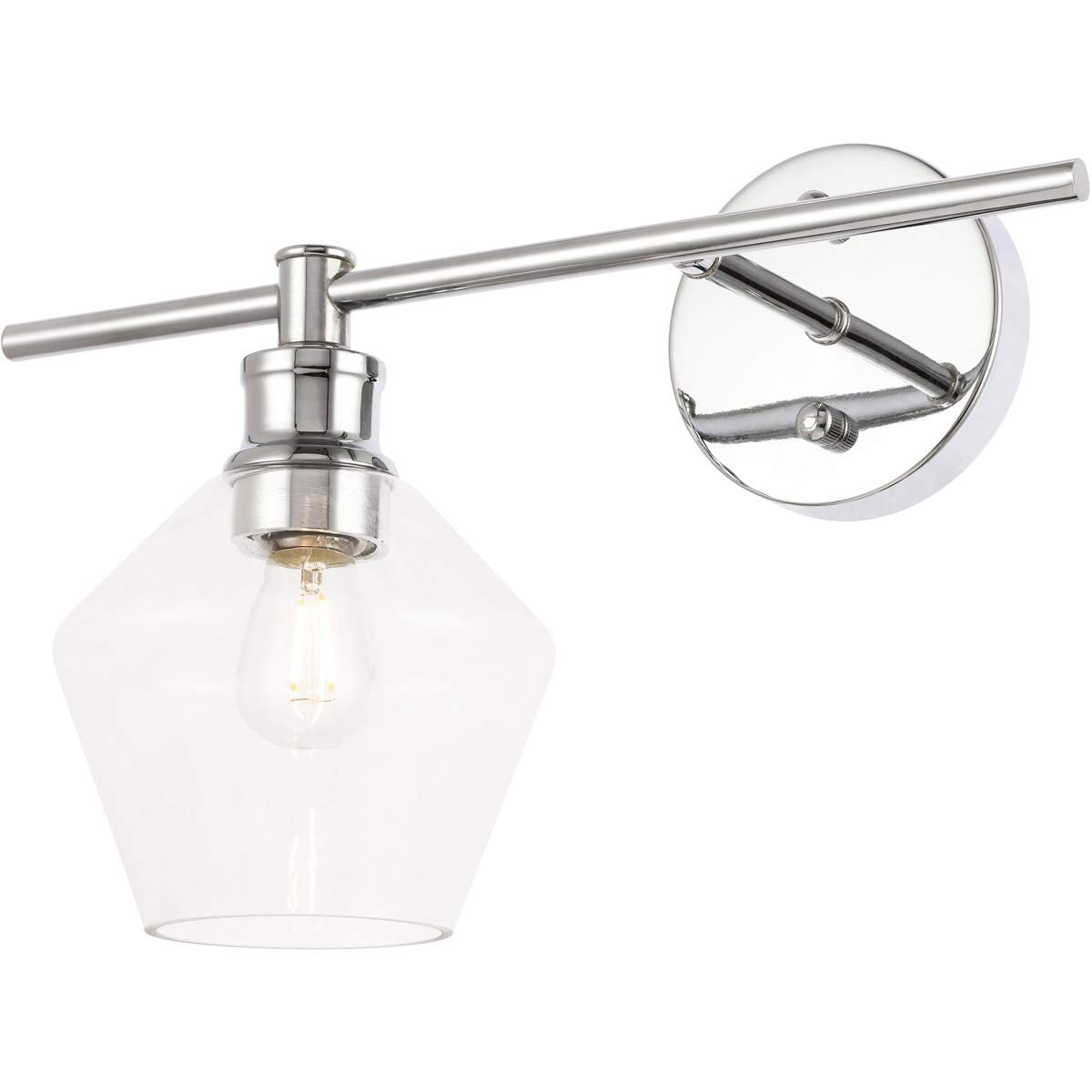 Living District Chrome Wall Sconce With Clear Glass Shade - 1 Light Modern Lighting Fixture