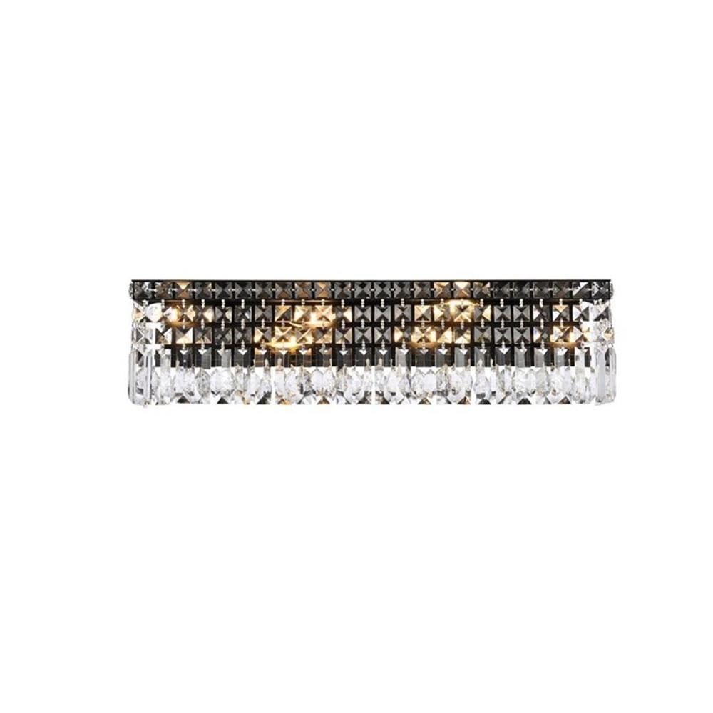 Elegant Lighting Maxime 26" Black Metal And Crystal Wall Sconce