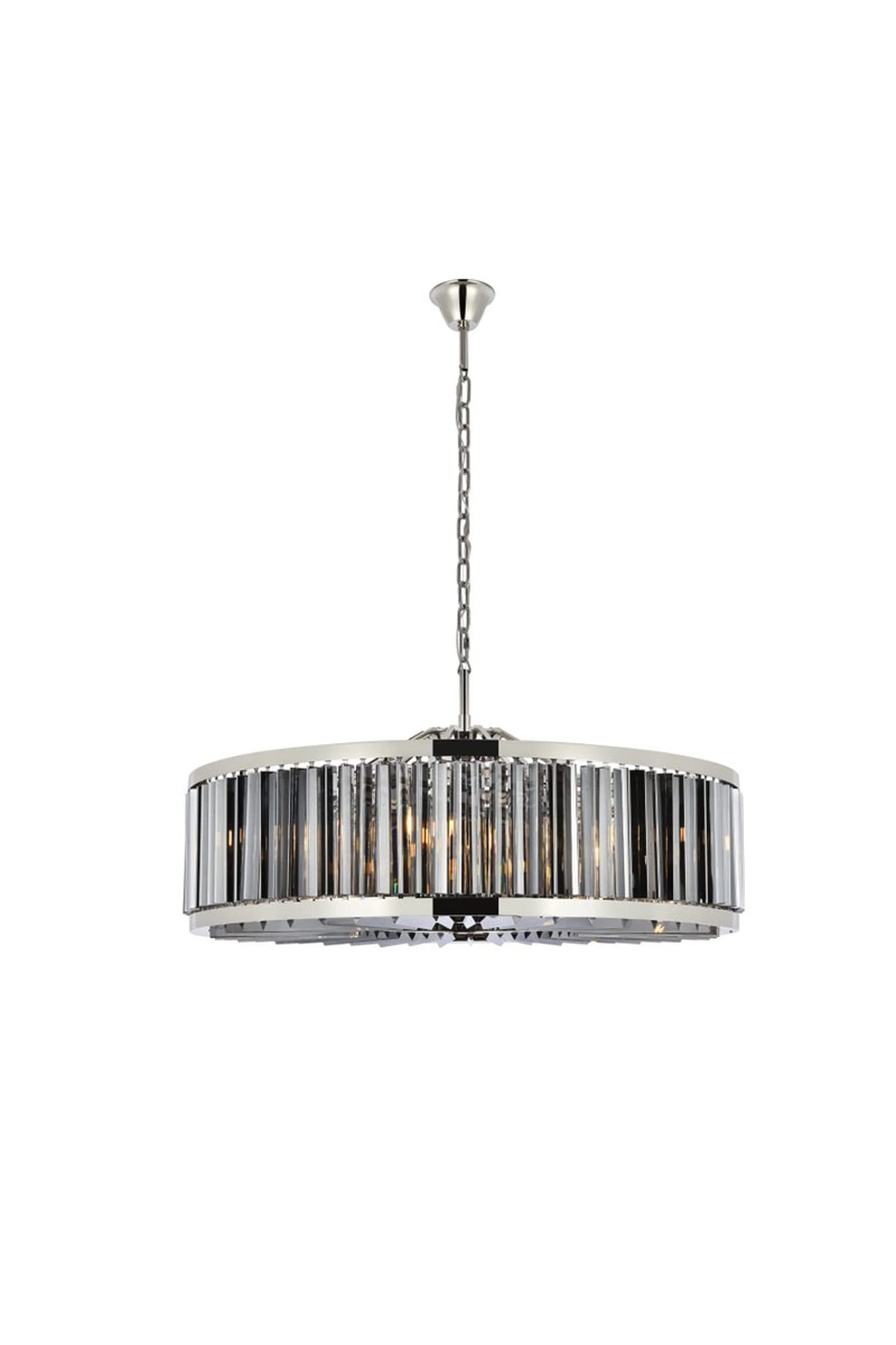 Elegant Lighting Chelsea Collection 1203G43PN-SS/RC 10-Light Pendant Lamp with Royal Cut Silver Shade Crystals, Polished Nickel Finish