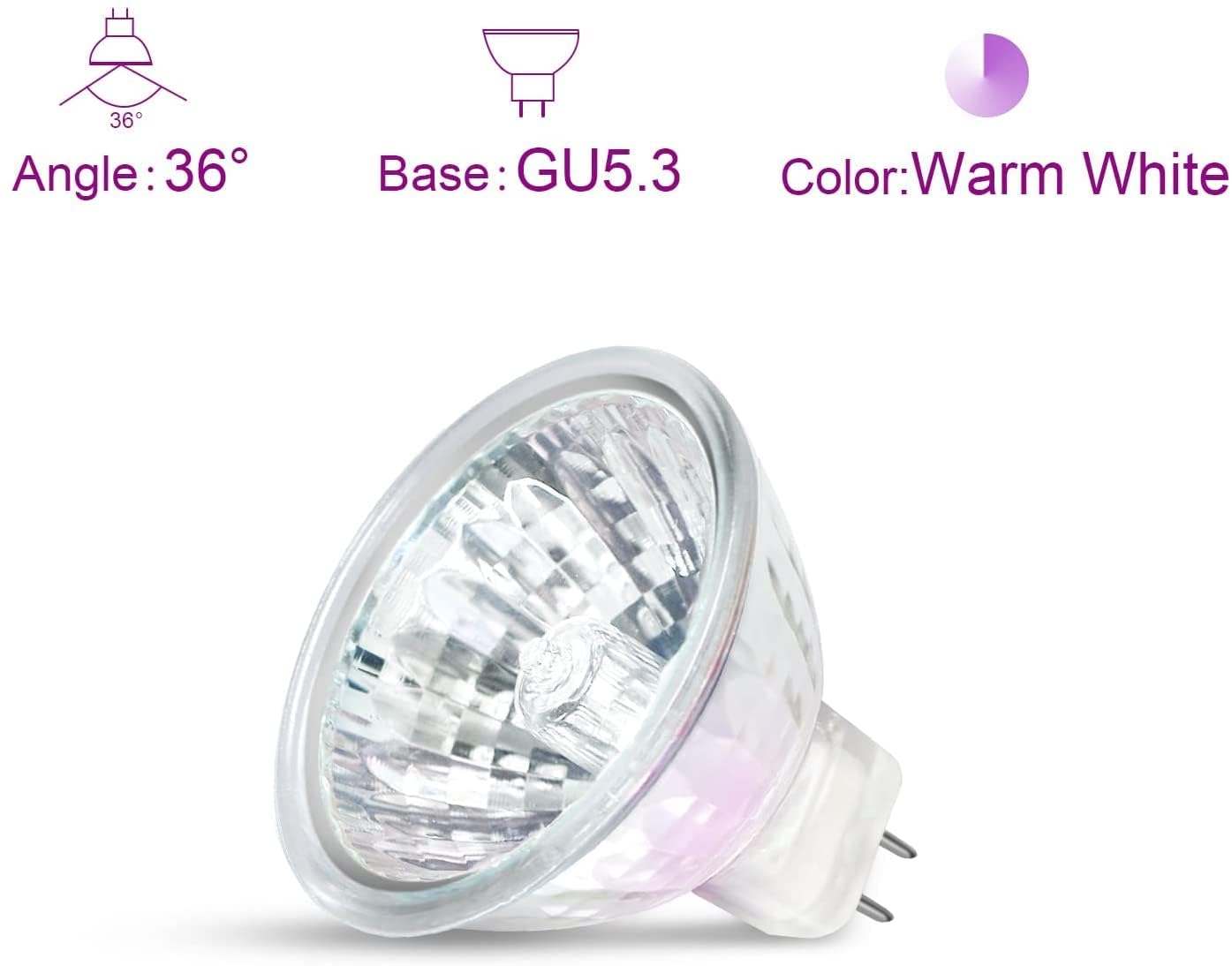 GECXGY MR16 Halogen Light Bulbs 50W 12V Dimmable Clear Glass 6 Pack
