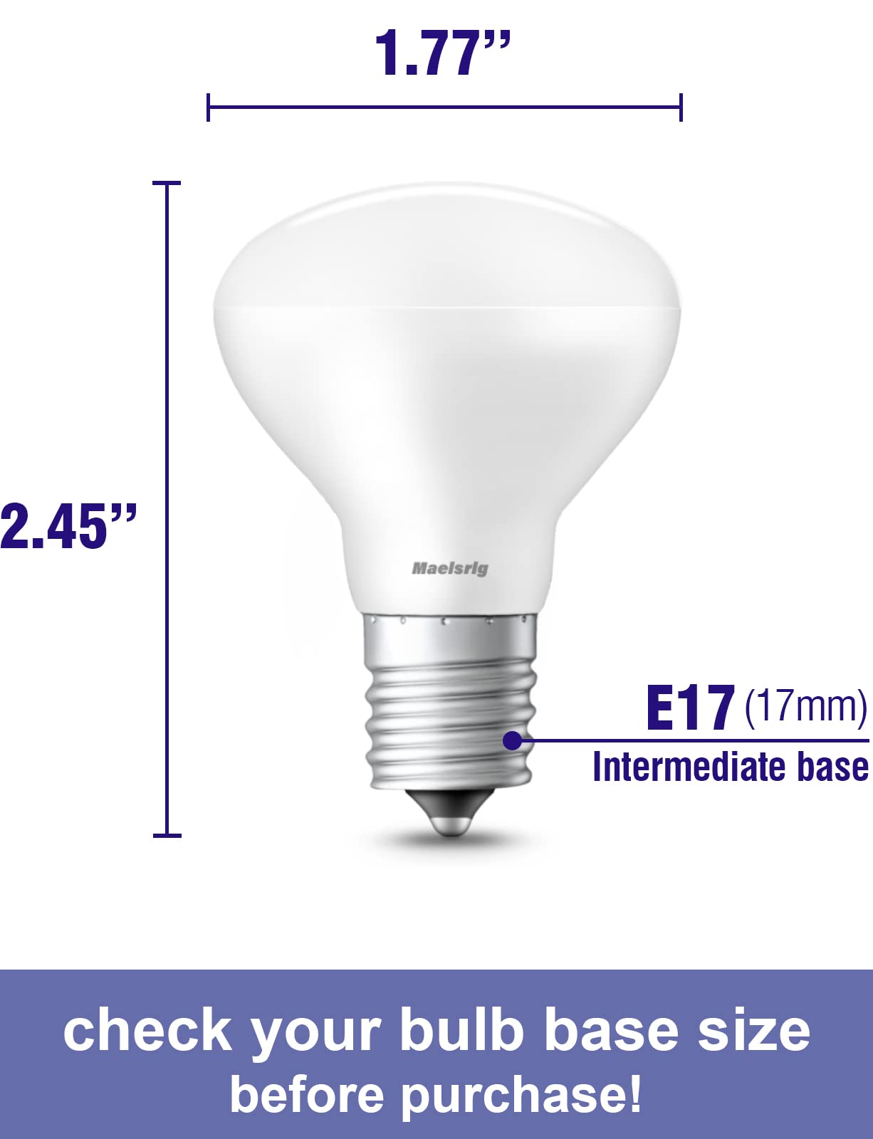 Maelsrlg E17 R14 LED Bulb Dimmable 4W(40W Equivalent) Small Light Bulb, E17 Intermediate Base, 300 Lumens, Curio Cabinet Light B