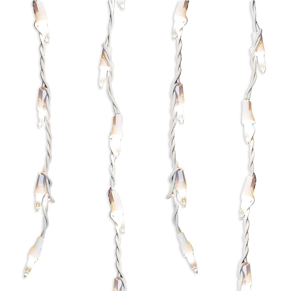 Brite Star 300-Count Stay-Straight Clear Window Icicle Lights Set - White Wire Mini Lights