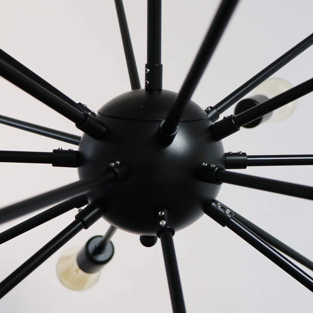 LynPon Black Sputnik Chandelier 18 Lights, Sputnik Light Fixture High Ceiling Hanging Chandeliers Mid Century Industrial Vintage