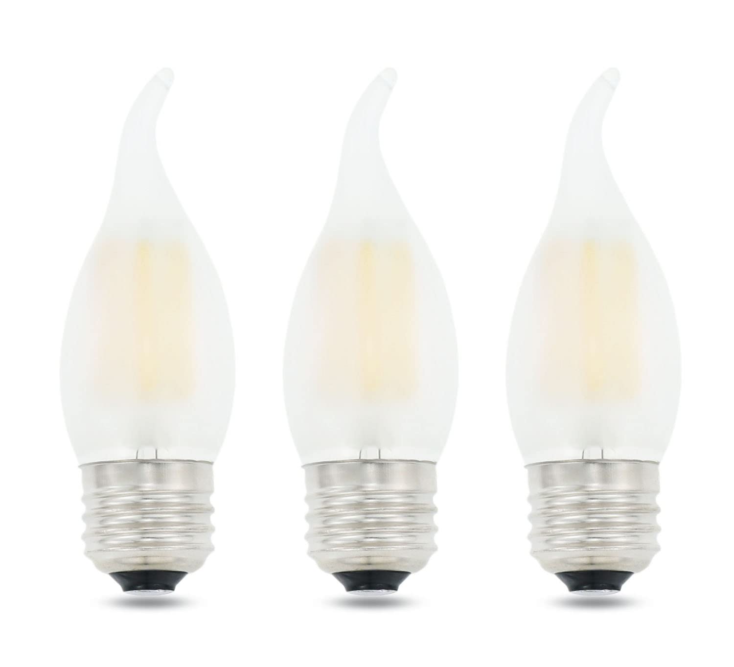 Lamsky LED Candelabra Bulb 4W Dimmable 40W Equivalent,Frosted Glass Flame Tip Shape,E26 Base 2700K Warm White Decorative Chandel