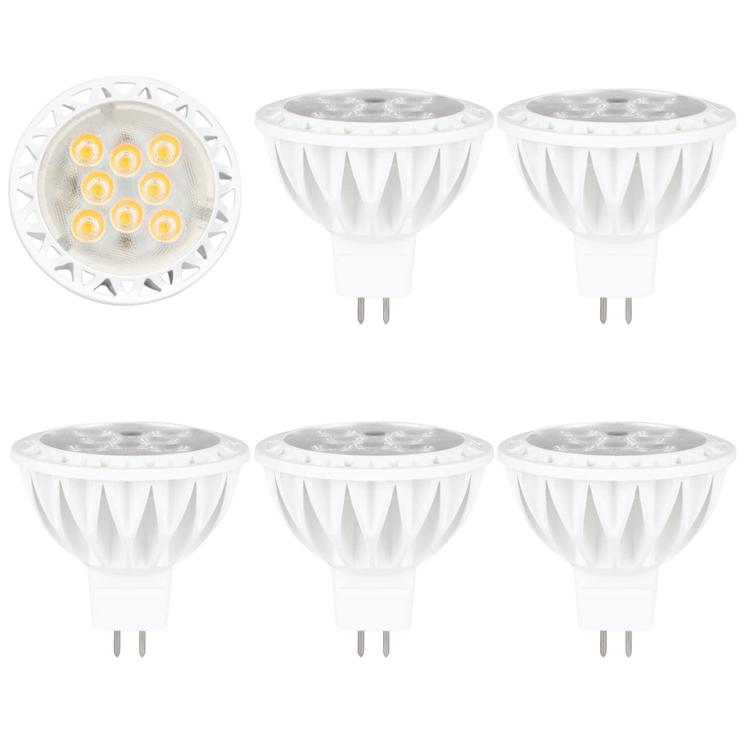 12V Mr16 Led Bulbs 4000K Neutral White Dimmable 50W Halogen Replacement Gu5.3 Base Led Light Bulbs For Recessed Lighting  Track Lights  6-Pack
