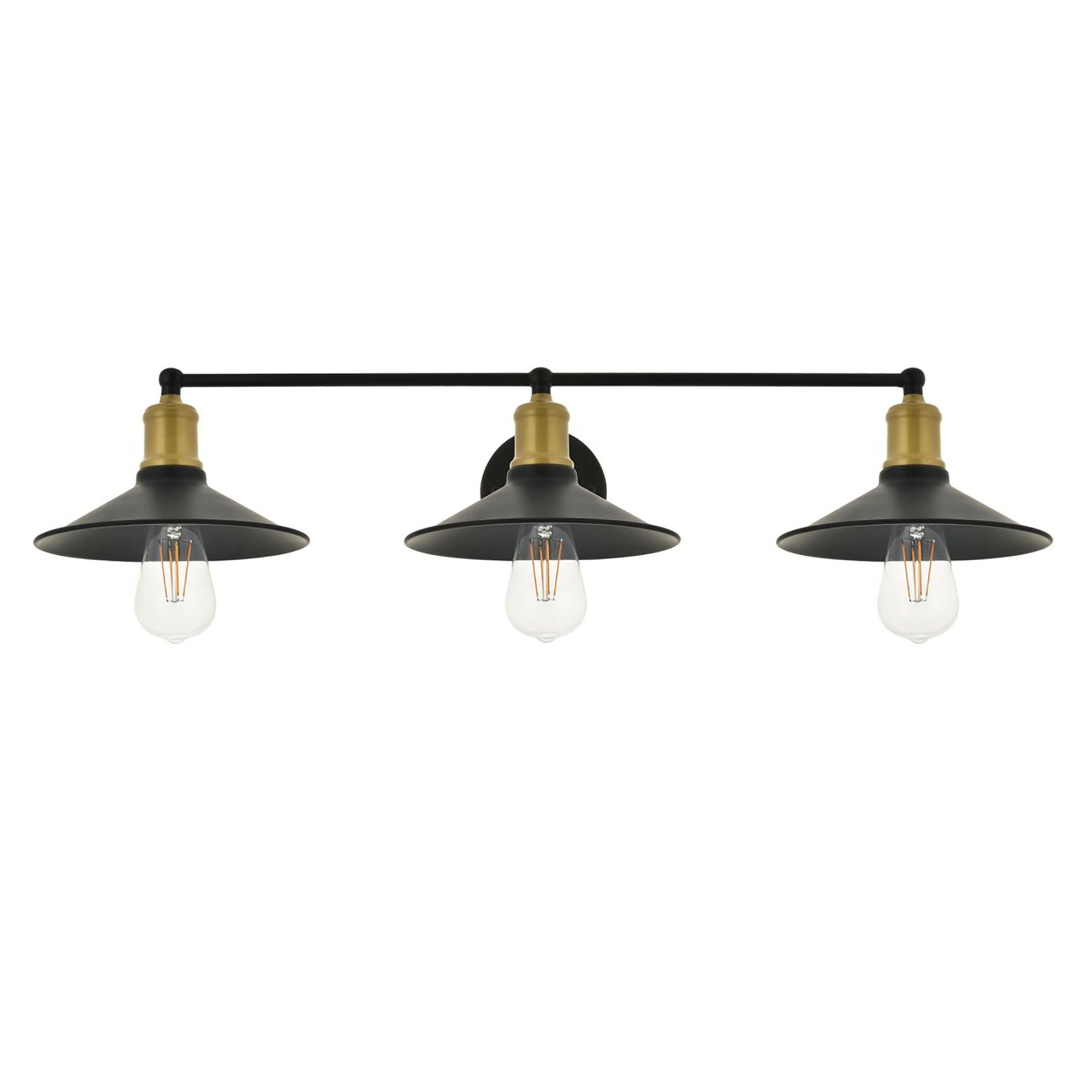 Living District Etude 3-Light Mid-Century Metal Wall Sconce in Brass and Black