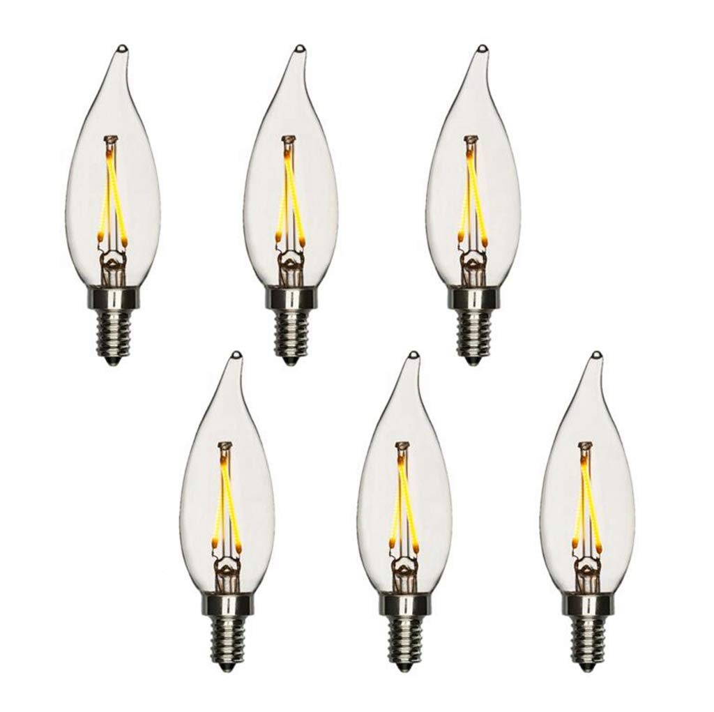 Modvera Lighting - 25W Equal Led Candelabra Bulb Bent Tip 2 Watts Warm White 2700K E12 Base Filament Style Chandelier Bulb. Ul L