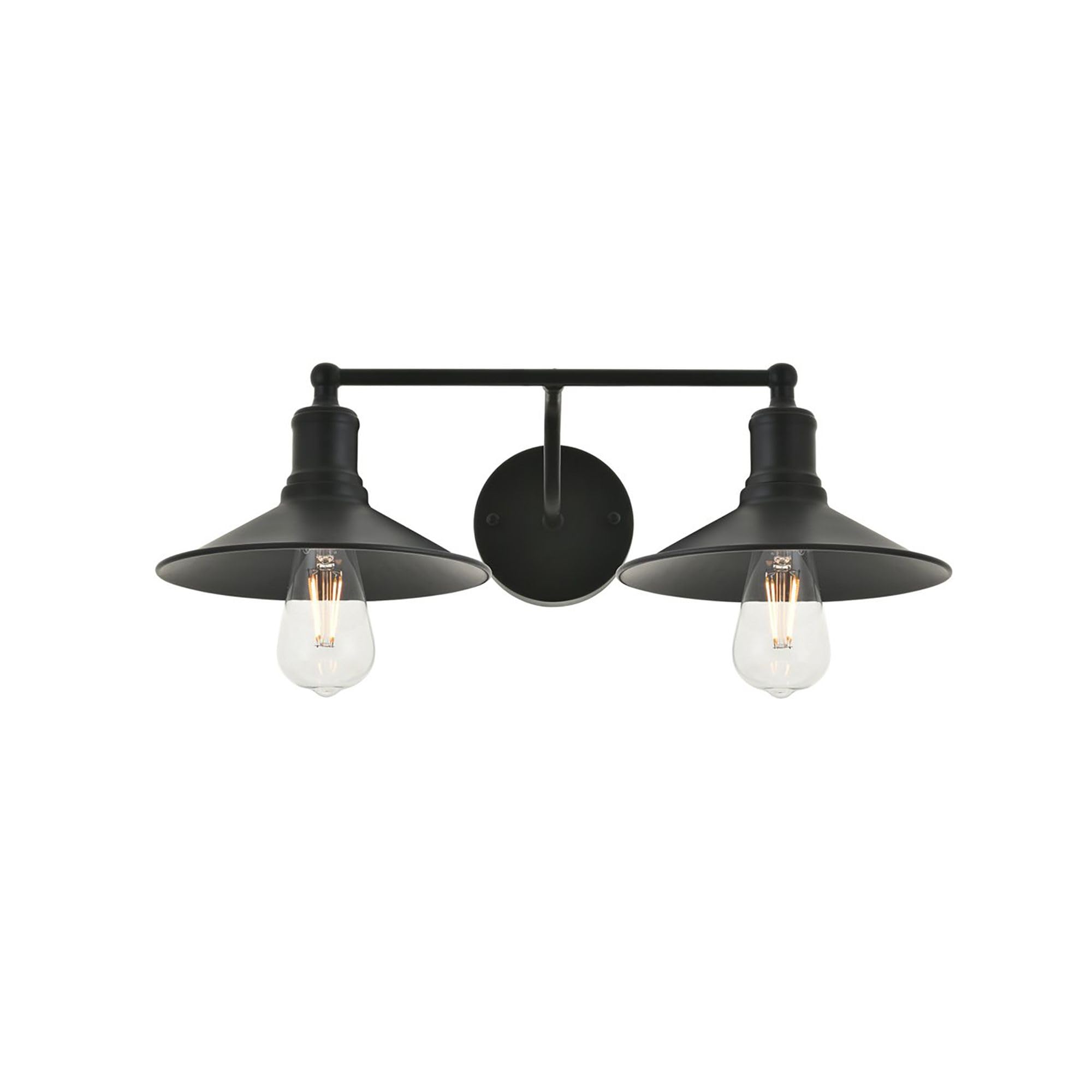 Living District Etude 2-Light Mid-Century Metal Wall Sconce in Black
