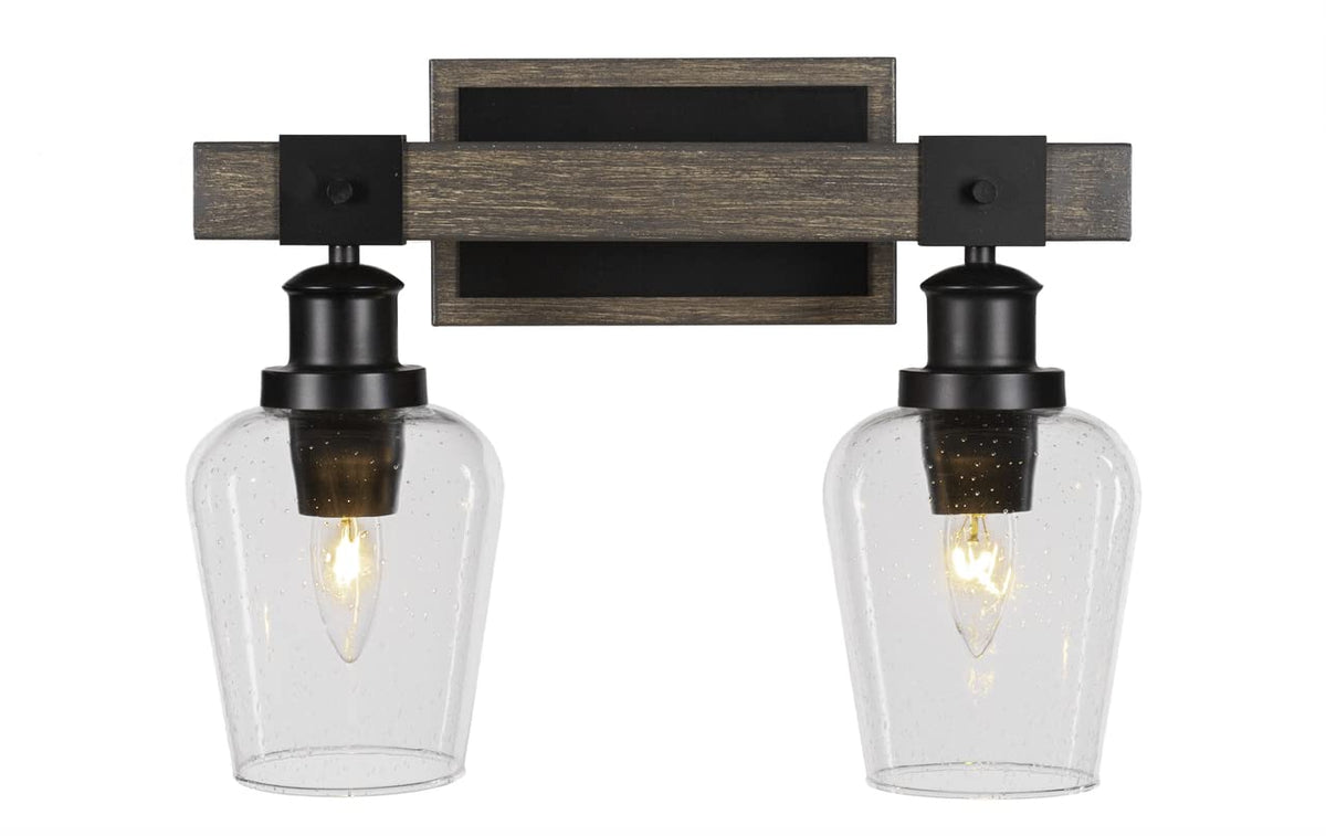 Tacoma - 2 Light Bath Bar-11.5 Inches Tall And Inches Wide-Black/Painted Wood Finish-Clear Bubble Glass Color