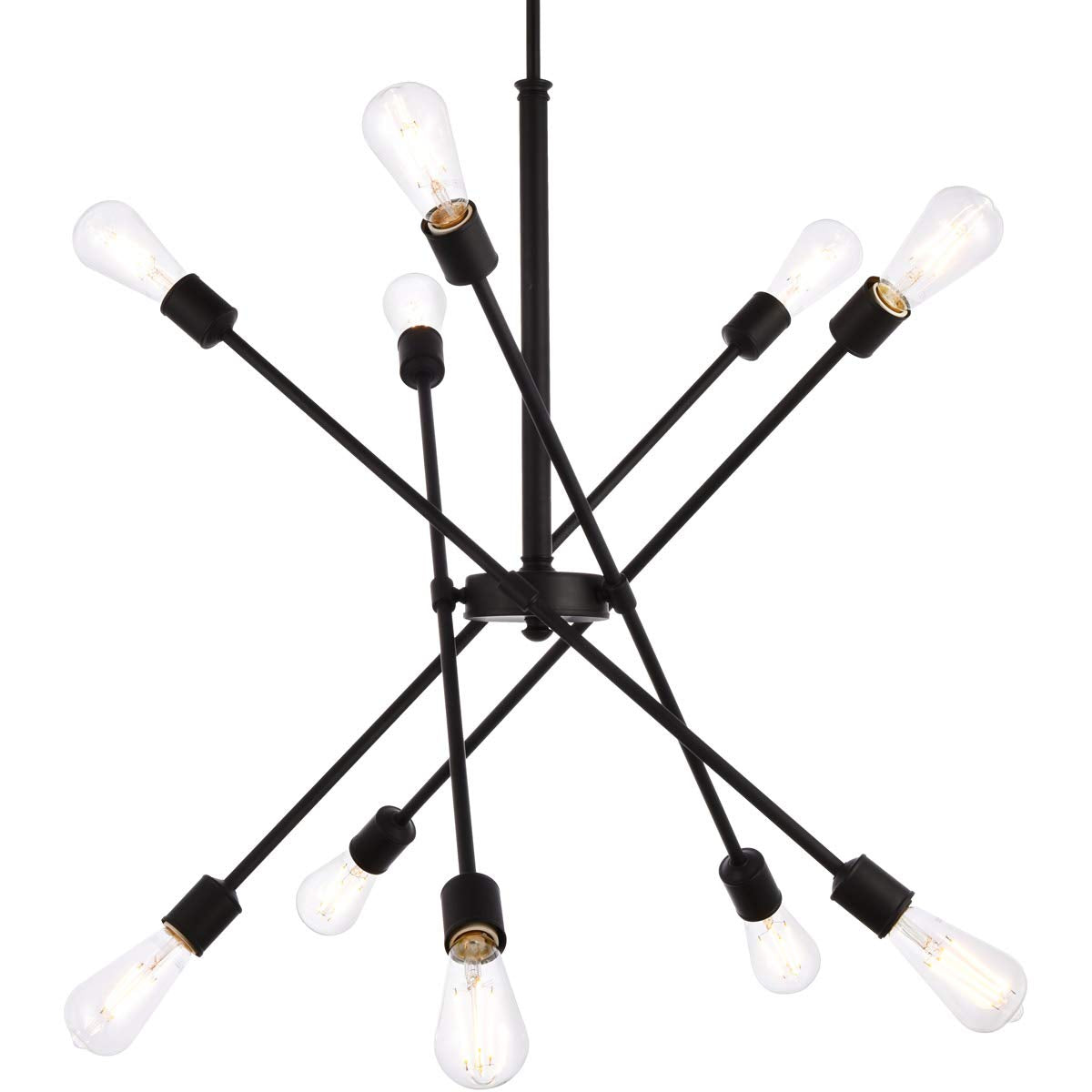 Elegant Lighting Living District Axel 10-Light Mid-Century Metal Pendant in Black
